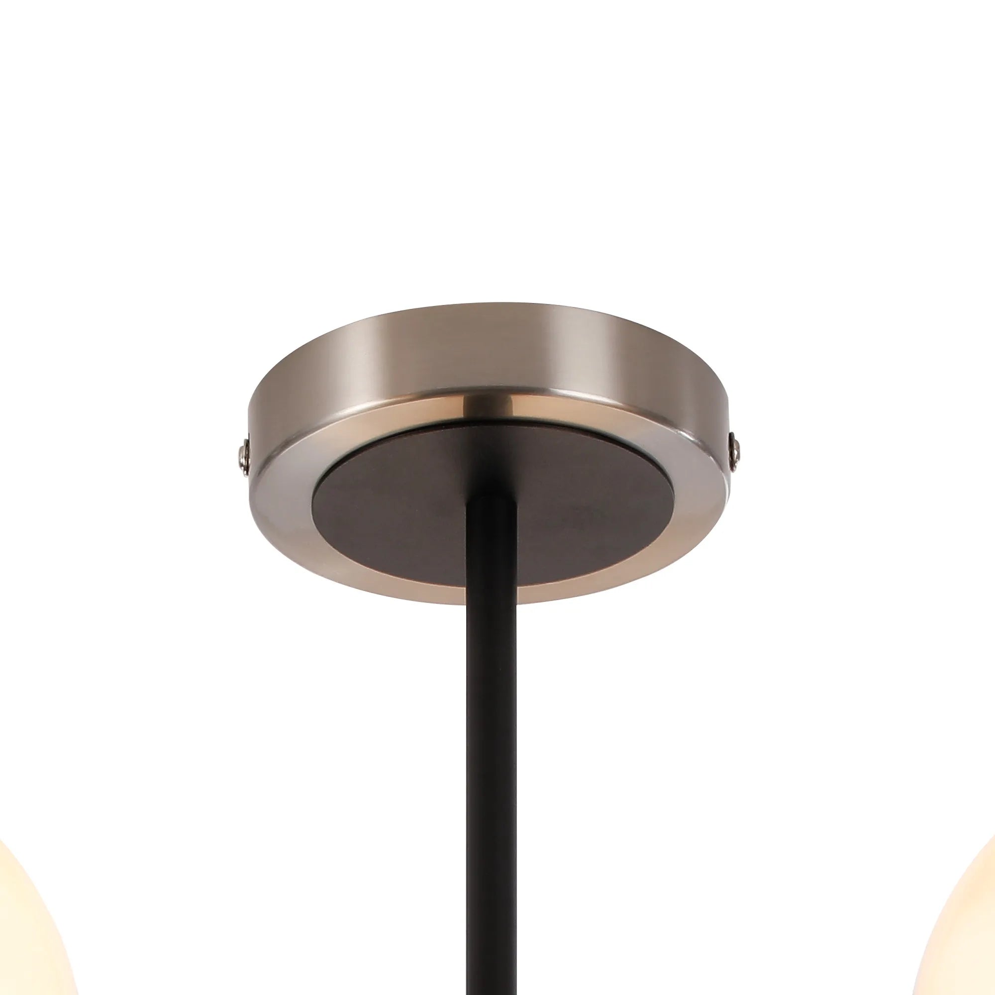 Sycamore Semi Ceiliing 3 Light with 15cm Round Marble Effect Glass Shade - Satin Nickel, White & Satin Black