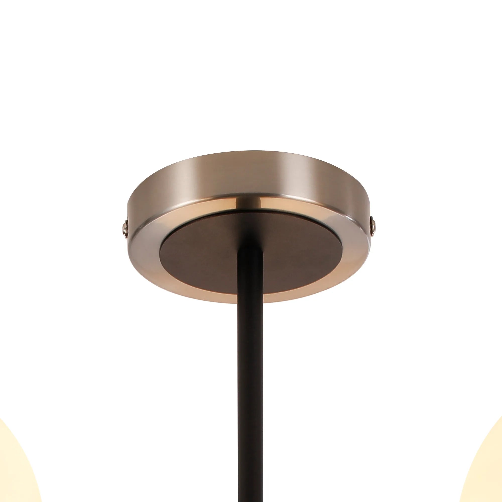 Sycamore Semi Ceiliing 3 Light with 15cm Round Glass Shade - Satin Nickel, Opal & Satin Black