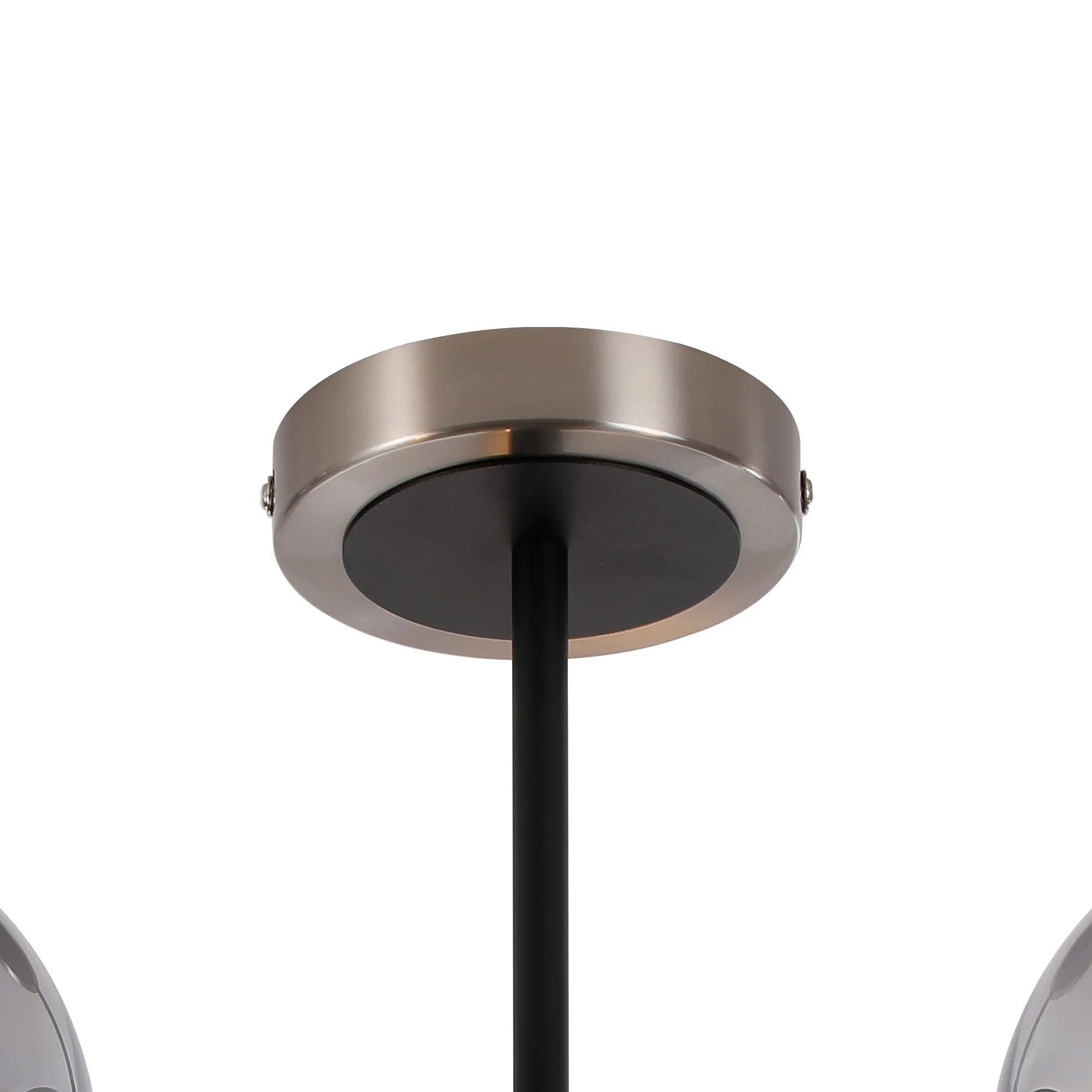 Sycamore Semi Ceiliing 3 Light with 15cm Round Glass Shade - Satin Nickel, Smoke Plated & Satin Black
