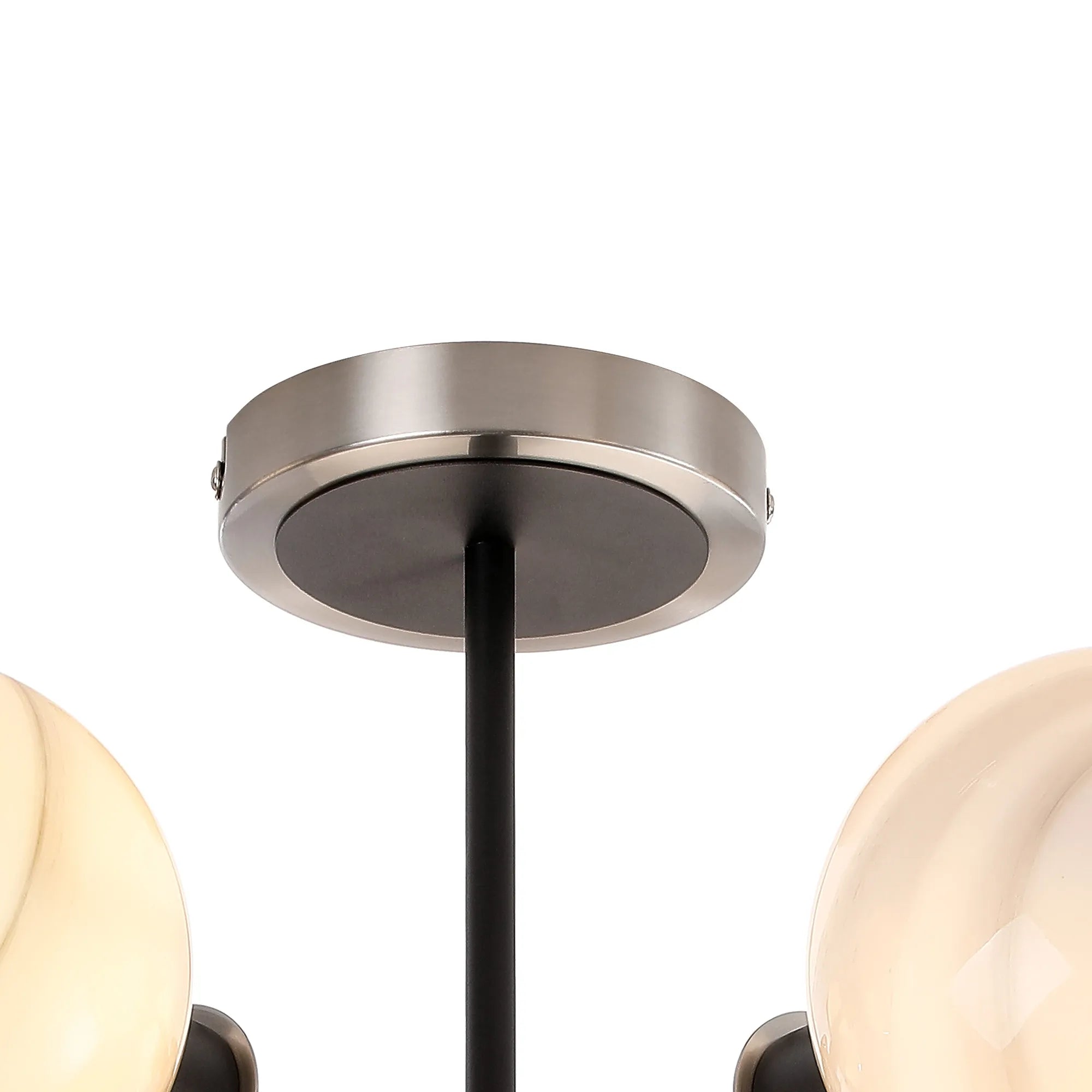 Sycamore Semi Ceiliing 5 Light with 15cm Round Marble Effect Glass Shade - Satin Nickel, White & Satin Black