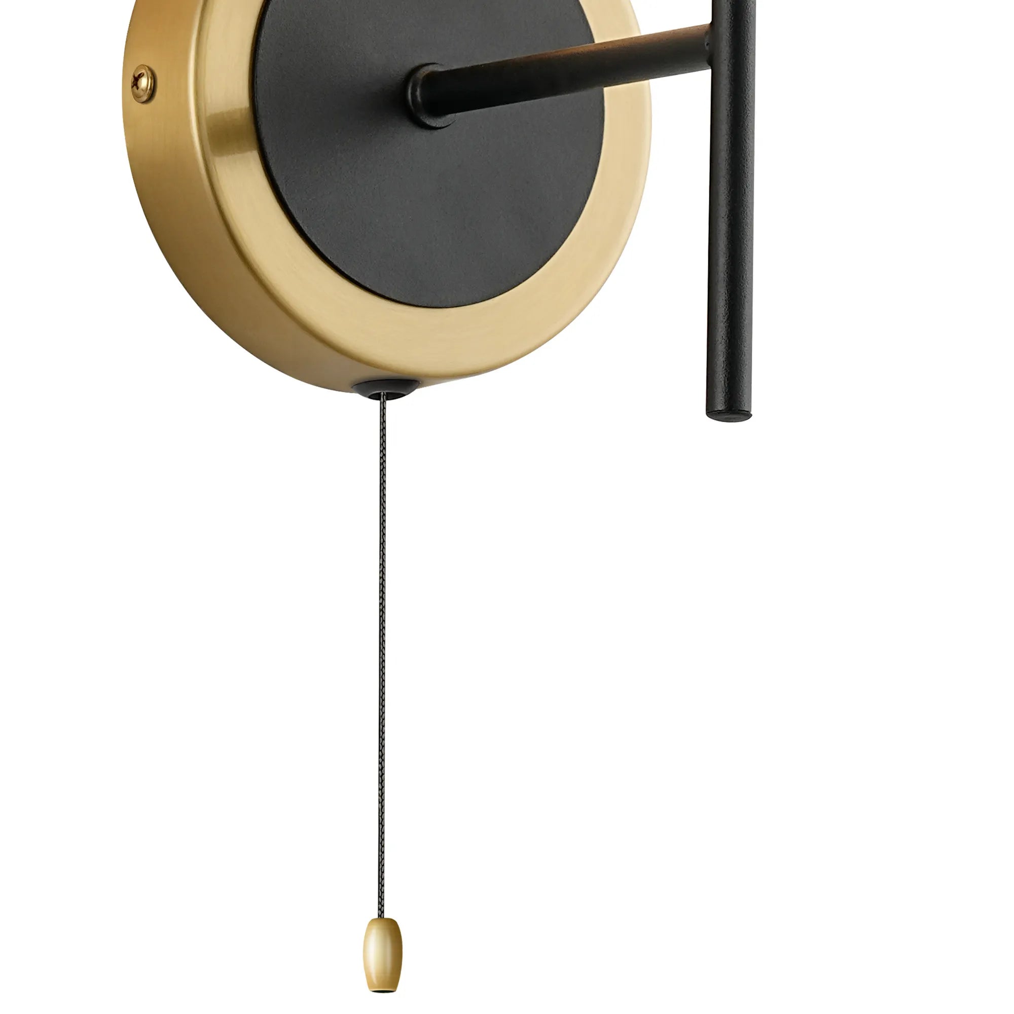 Sycamore Switched Wall Light with 15cm Round Glass Shade - Brass, Amber Plated & Satin Black