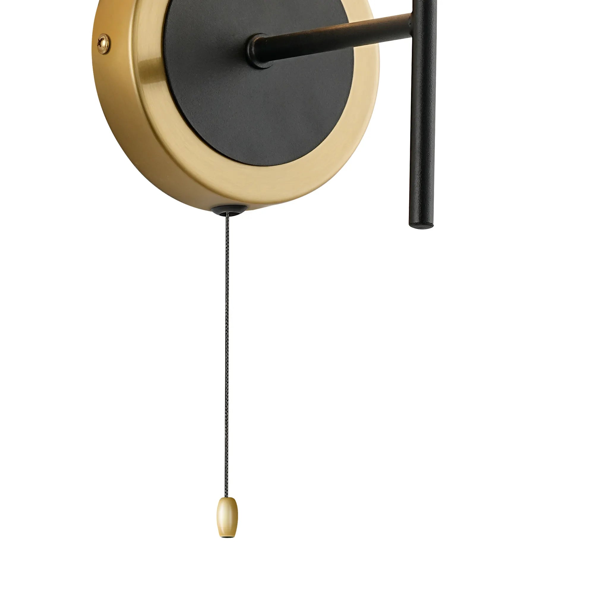 Sycamore Switched Wall Light with 15cm Round Textured Crumple Glass Shade - Brass, Clear & Satin Black