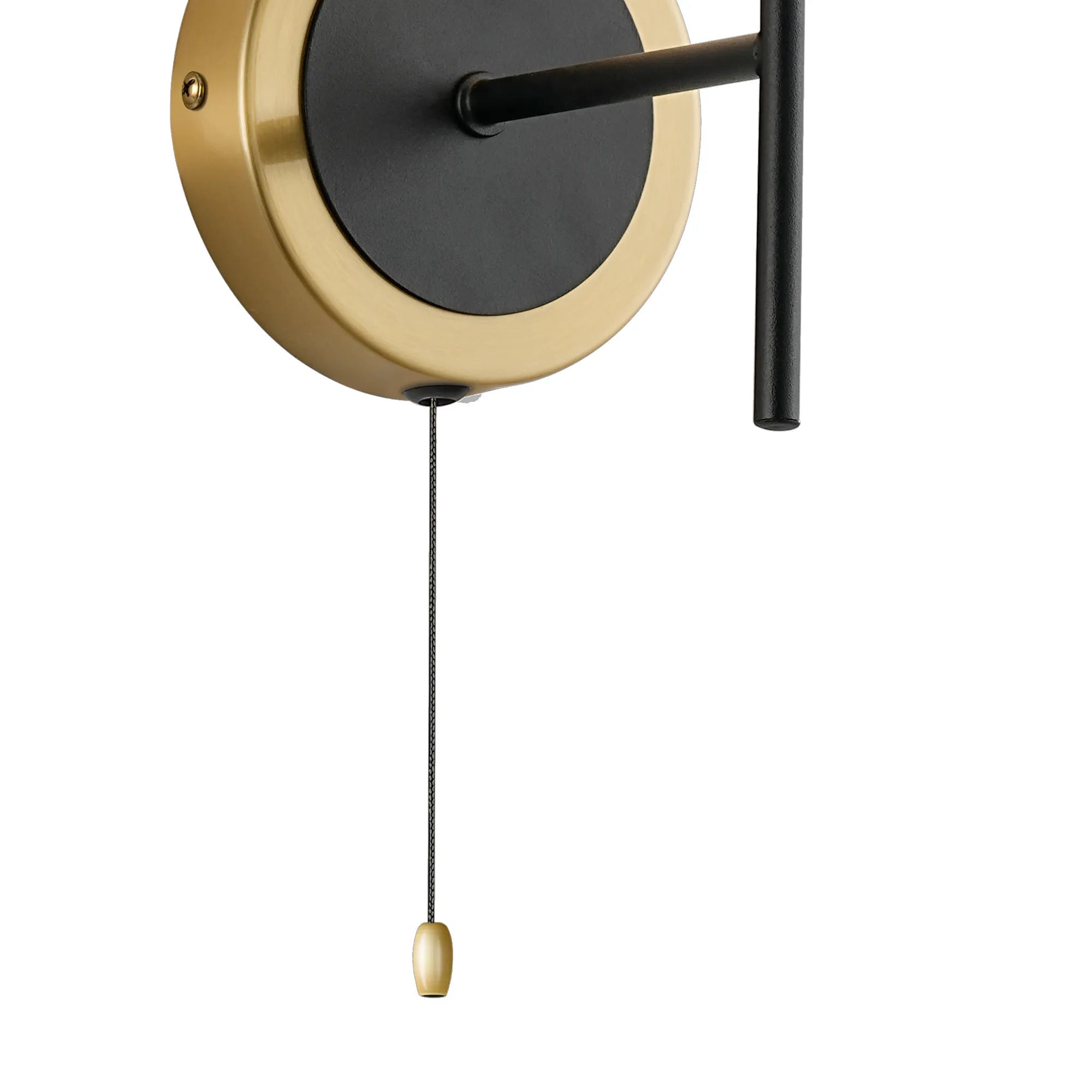 Sycamore Switched Wall Light with 15cm Round Glass Shade - Brass, Opal & Satin Black