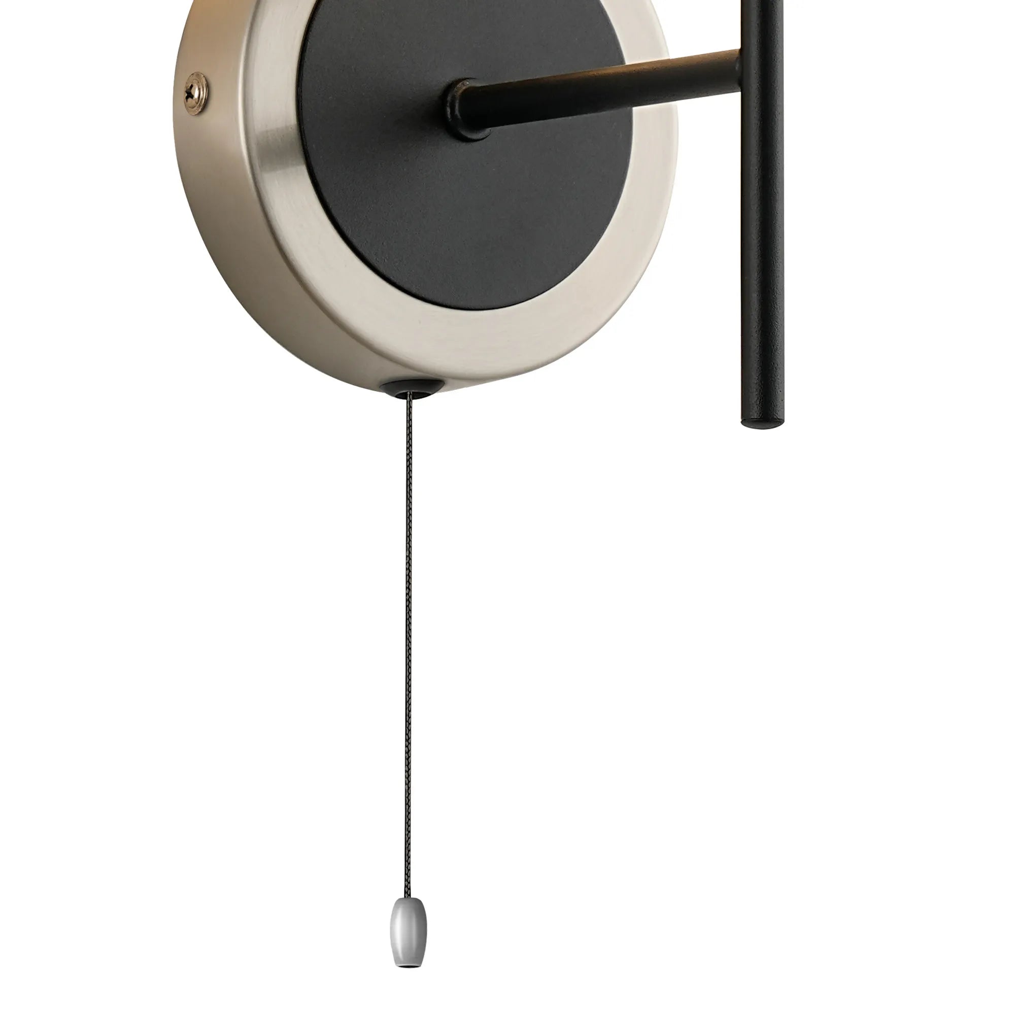 Sycamore Switched Wall Light with 15cm Round Dimpled Glass Shade - Satin Nickel, Clear & Satin Black