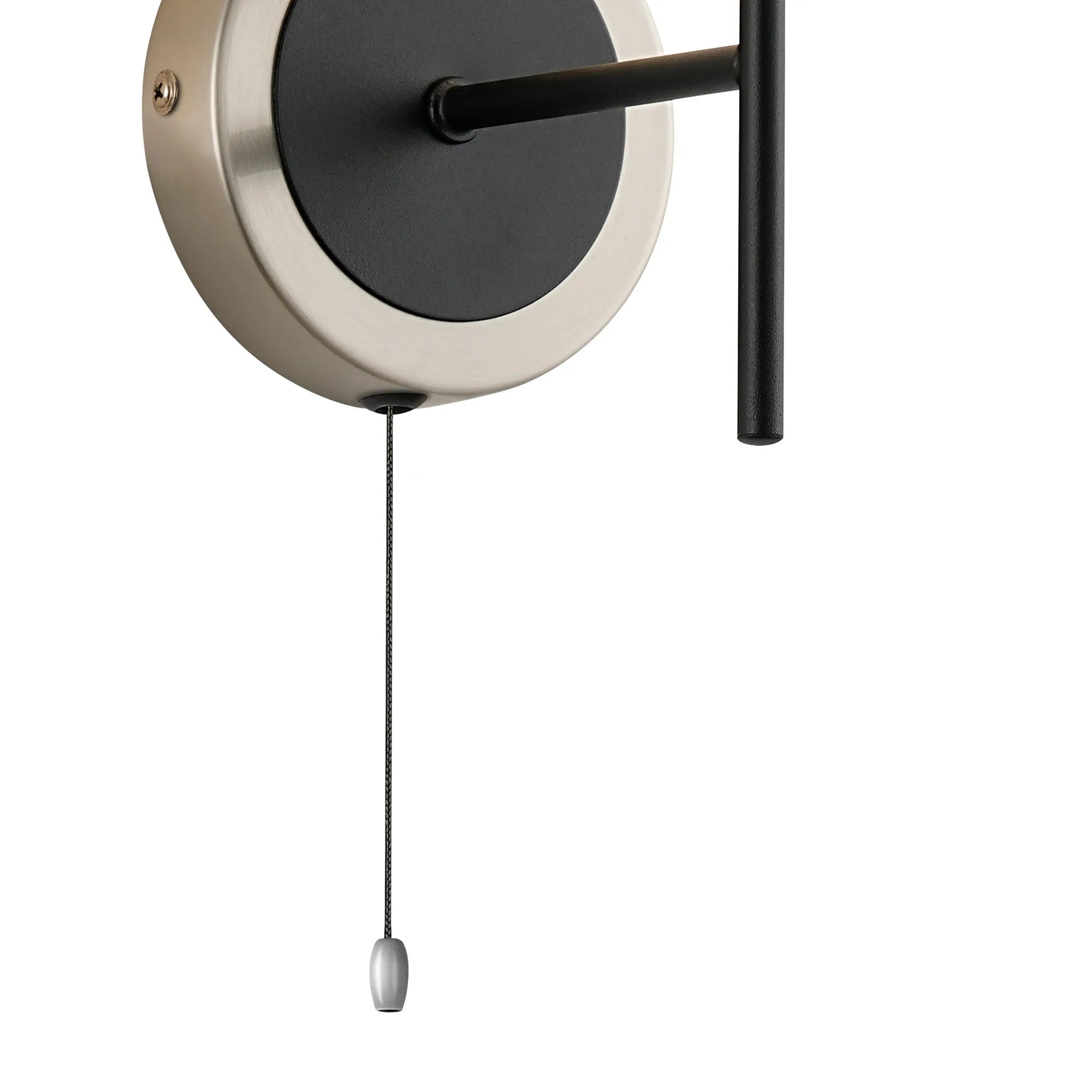 Sycamore Switched Wall Light with 15cm Round Marble Effect Glass Shade - Satin Nickel, White & Satin Black
