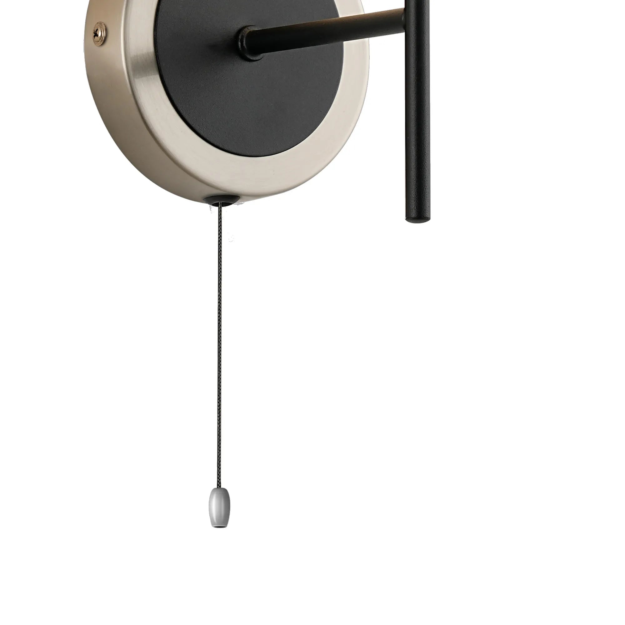 Sycamore Switched Wall Light with 15cm Round Glass Shade - Satin Nickel, Opal & Satin Black