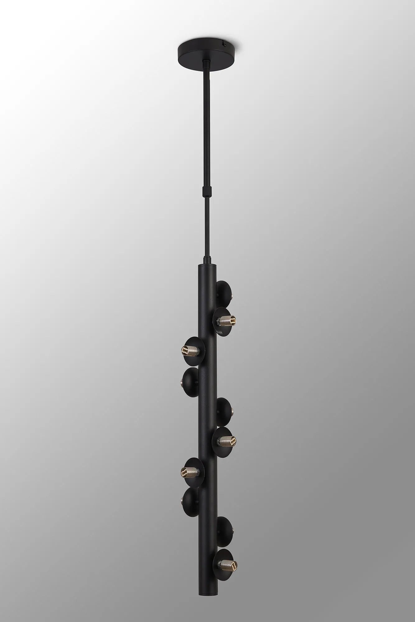 Deacon Vertical Linear Telescopic Pendant (Frame Only) 10 Light - Satin Black