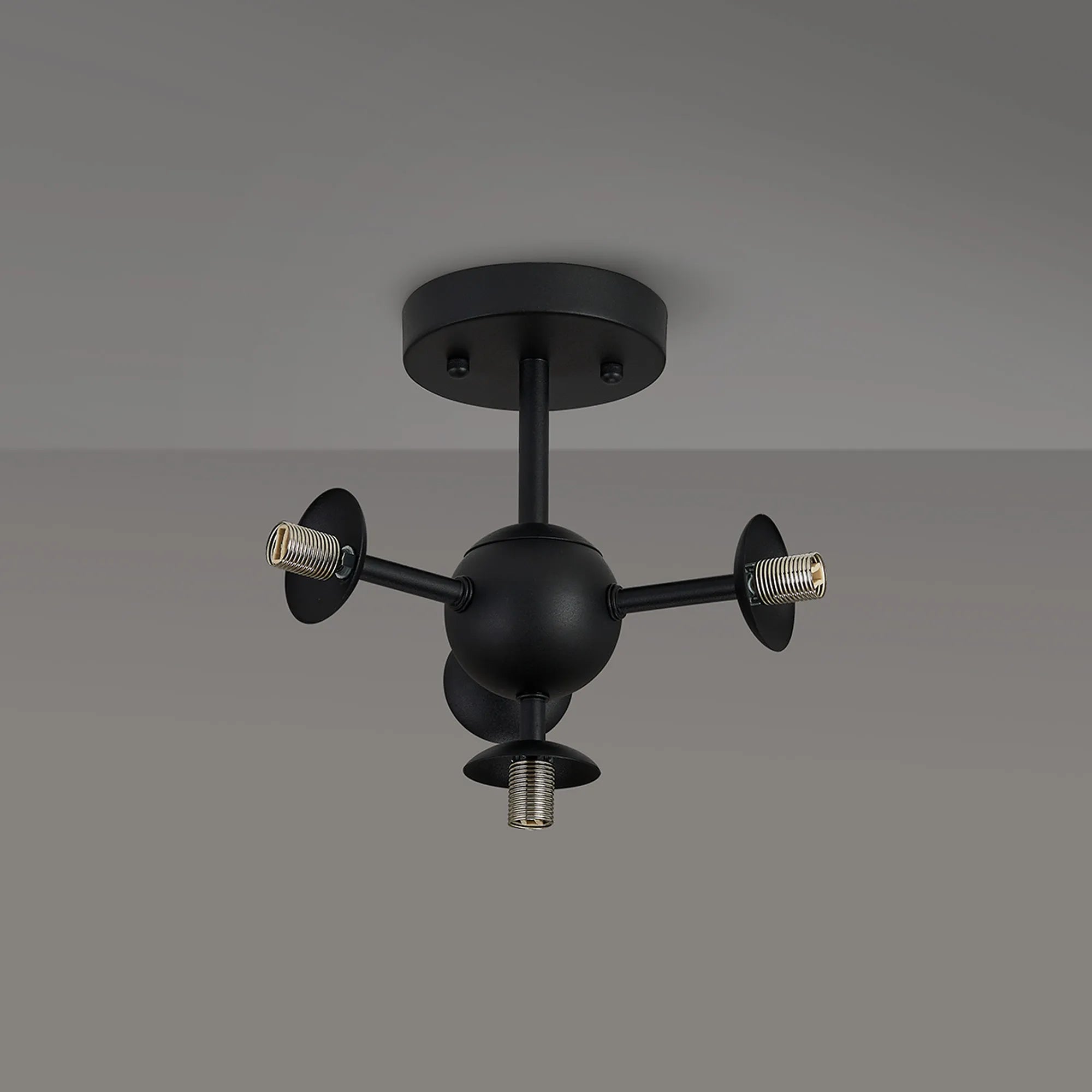Deacon Semi-Flush Multi Arm Ceiling Light - (Frame Only) 4 Light - Satin Black