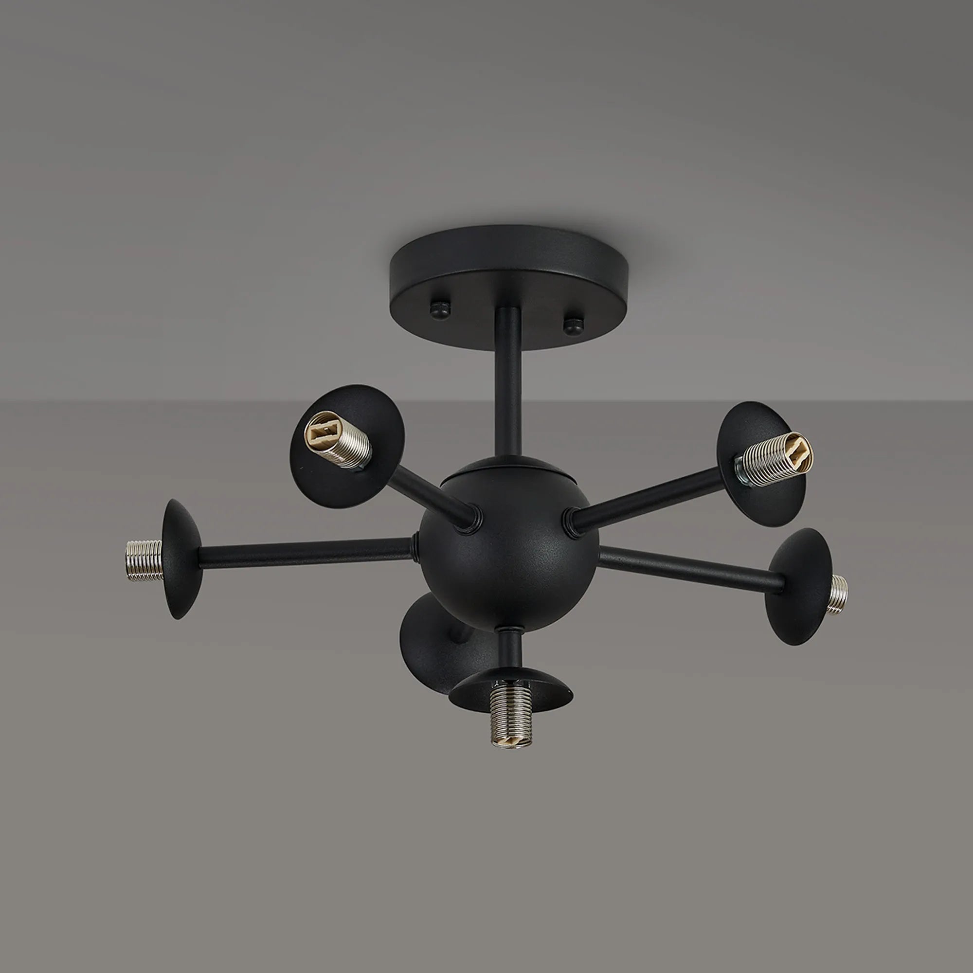 Deacon Semi-Flush Multi Arm Ceiling Light - (Frame Only) 6 Light - Satin Black