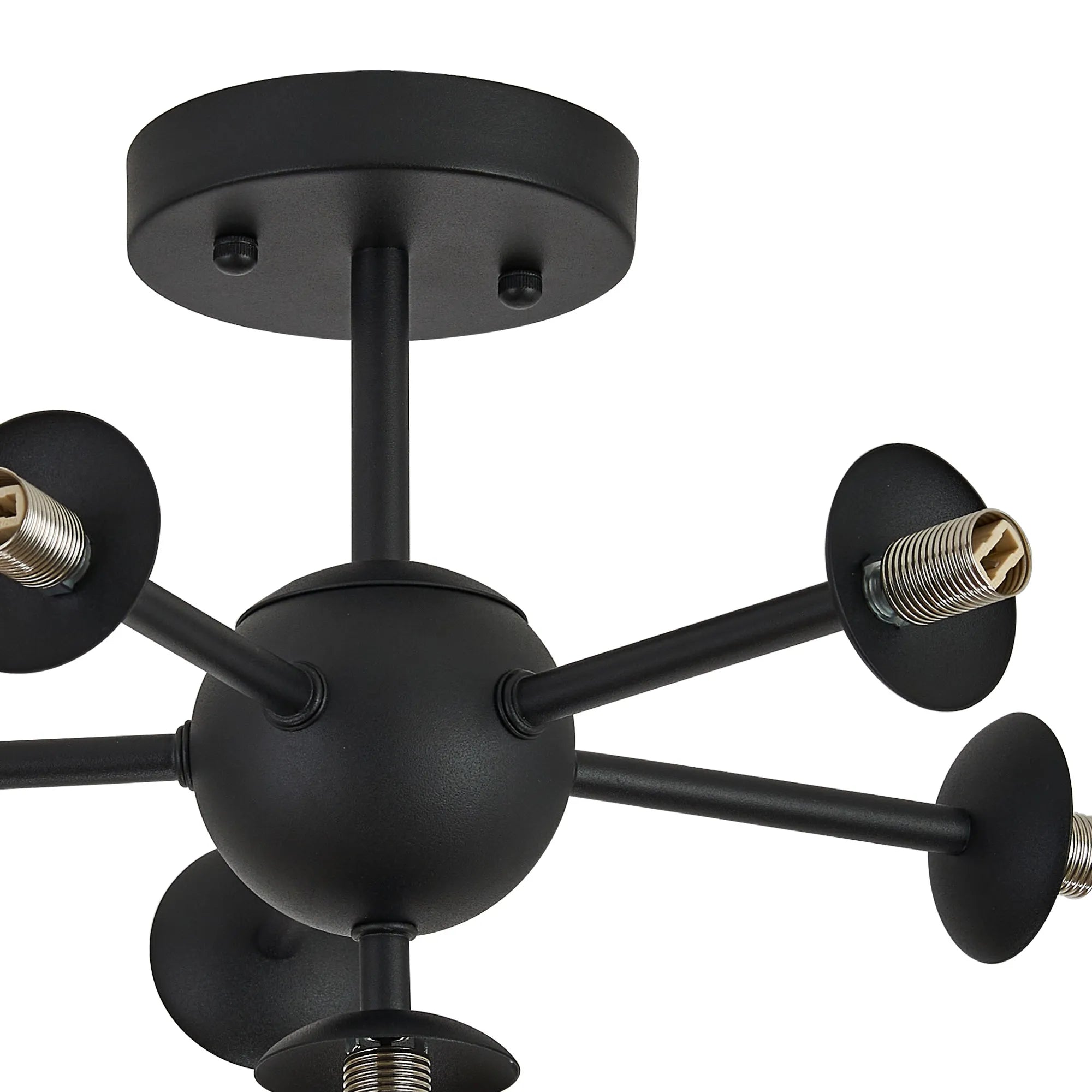 Deacon Semi-Flush Multi Arm Ceiling Light - (Frame Only) 6 Light - Satin Black