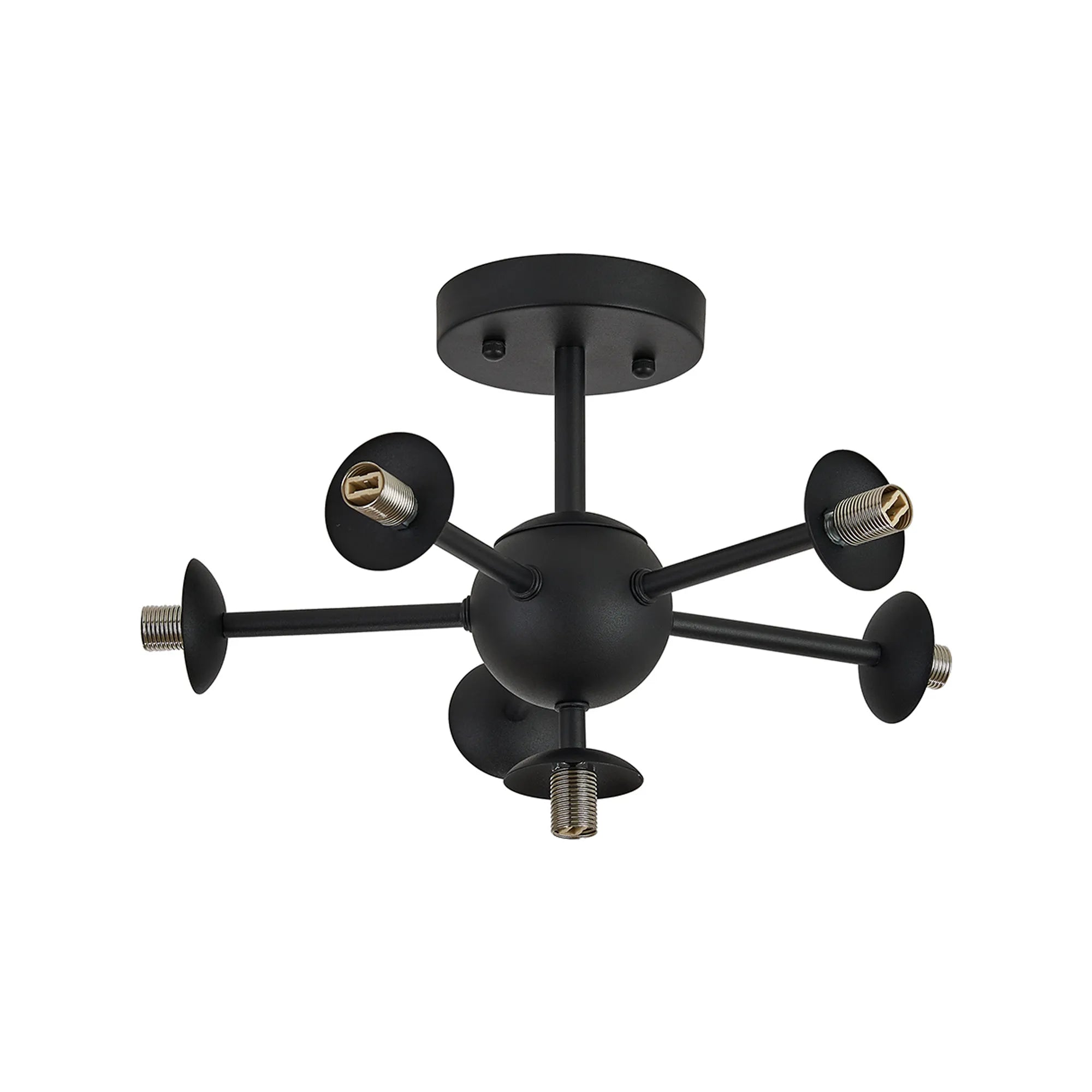 Deacon Semi-Flush Multi Arm Ceiling Light - (Frame Only) 6 Light - Satin Black