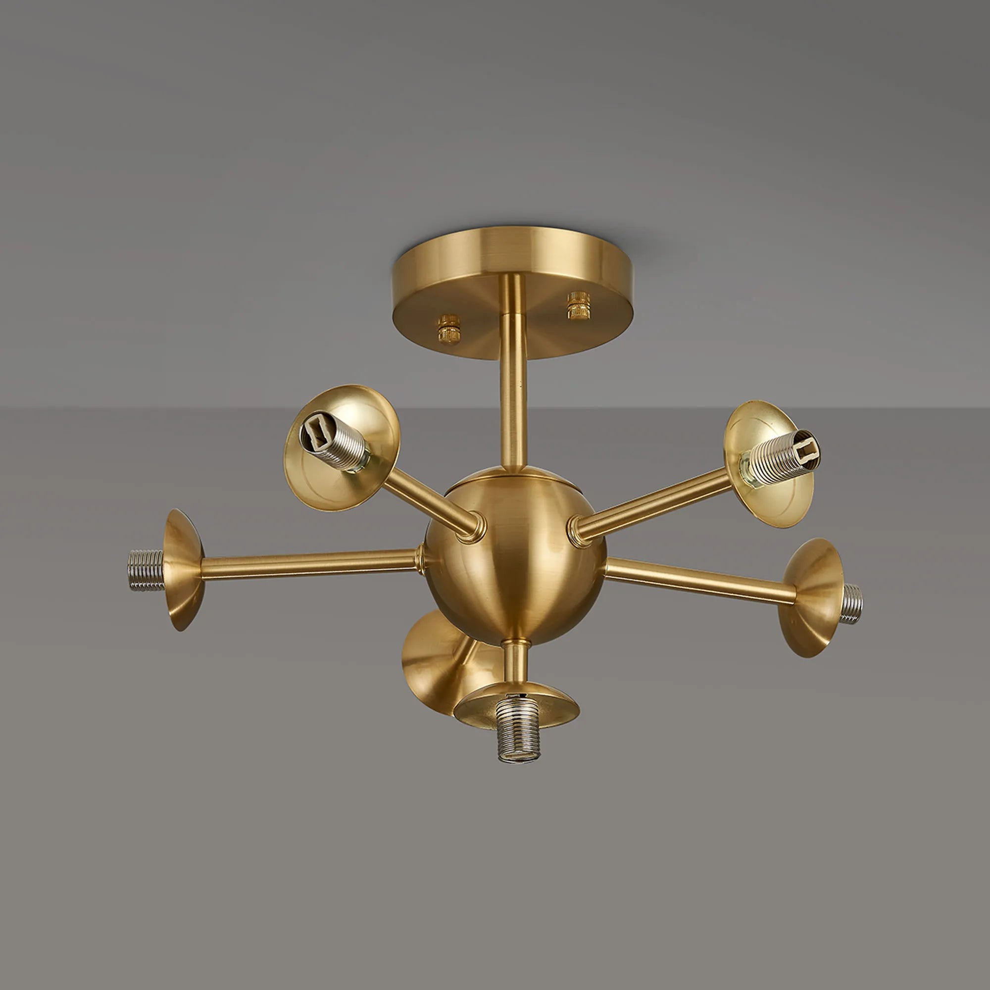 Deacon Semi-Flush Multi Arm Ceiling Light - (Frame Only) 6 Light - Satin Gold