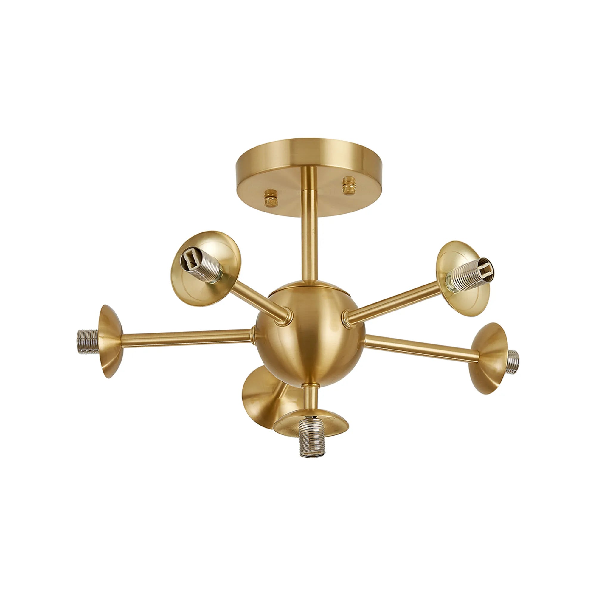 Deacon Semi-Flush Multi Arm Ceiling Light - (Frame Only) 6 Light - Satin Gold