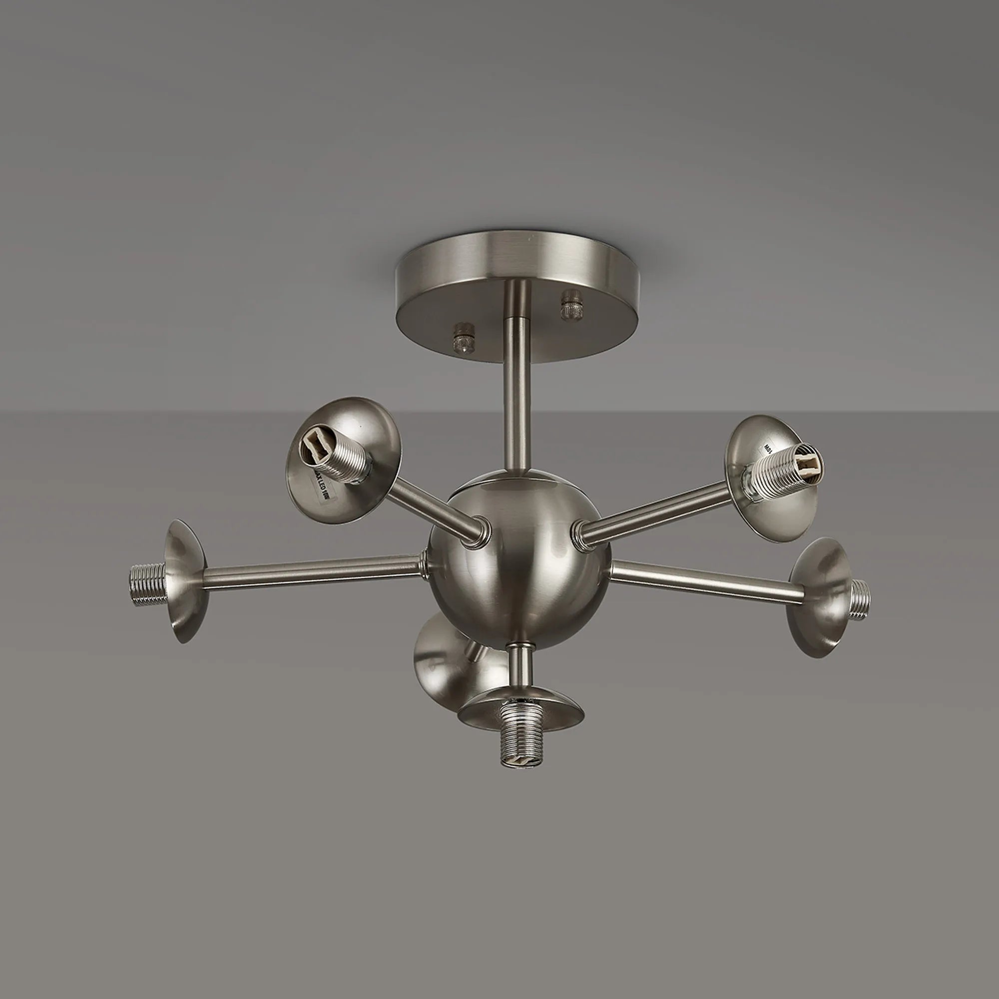 Deacon Semi-Flush Multi Arm Ceiling Light - (Frame Only) 6 Light - Satin Nickel