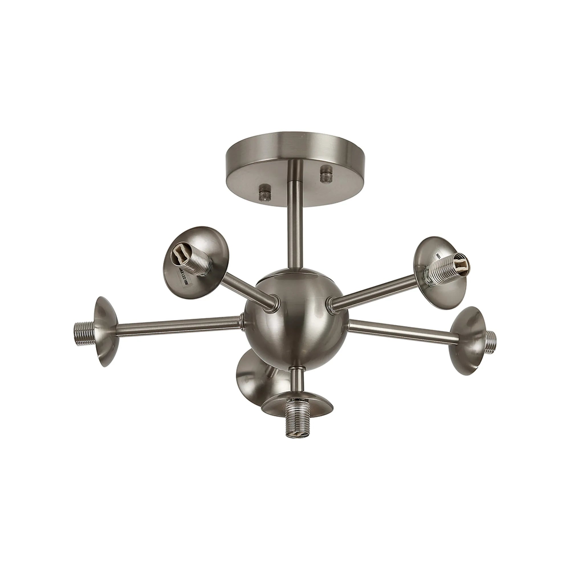Deacon Semi-Flush Multi Arm Ceiling Light - (Frame Only) 6 Light - Satin Nickel