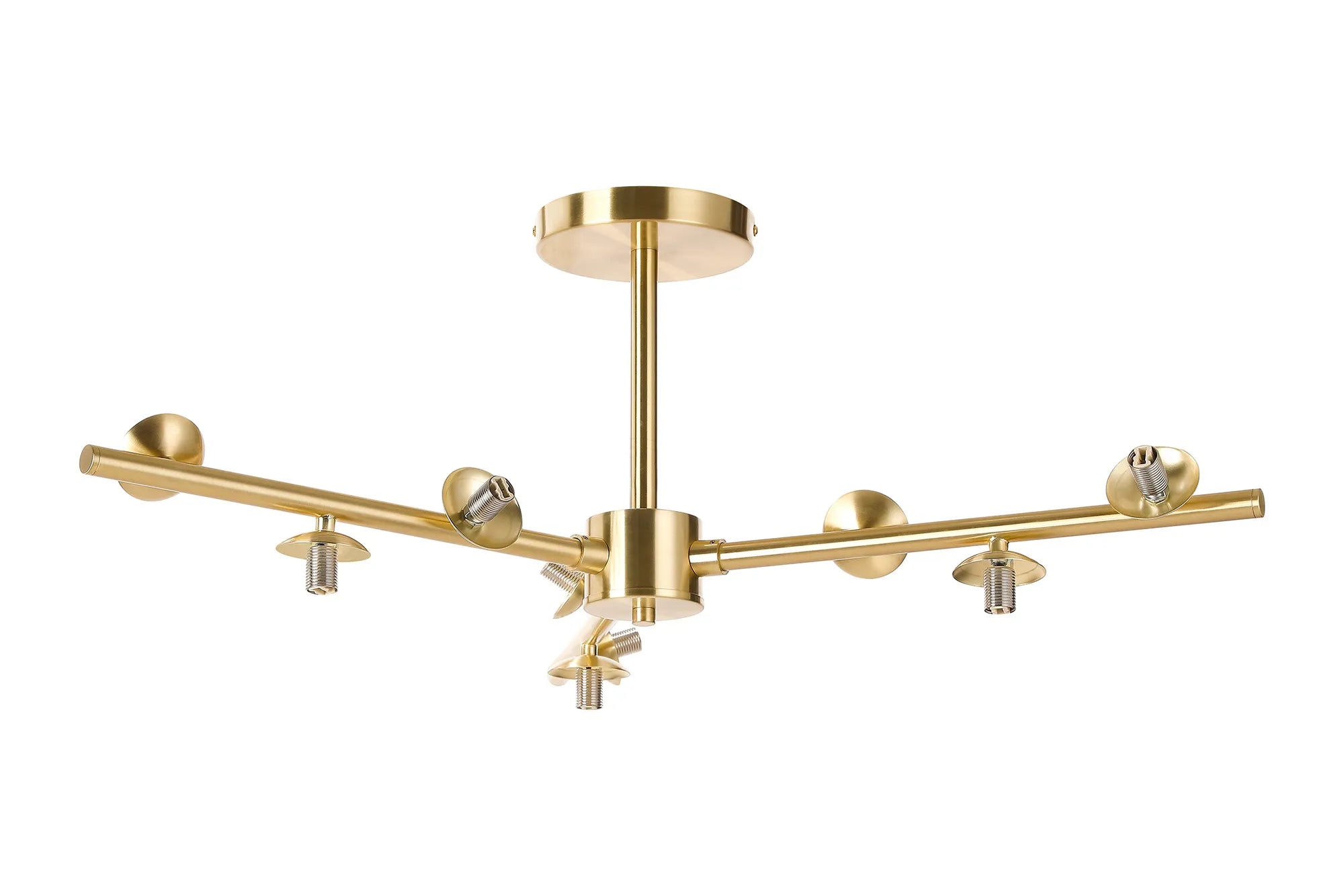 Deacon Semi-Flush 3 Arm Ceiling Light - (Frame Only) 9 Light - Satin Gold