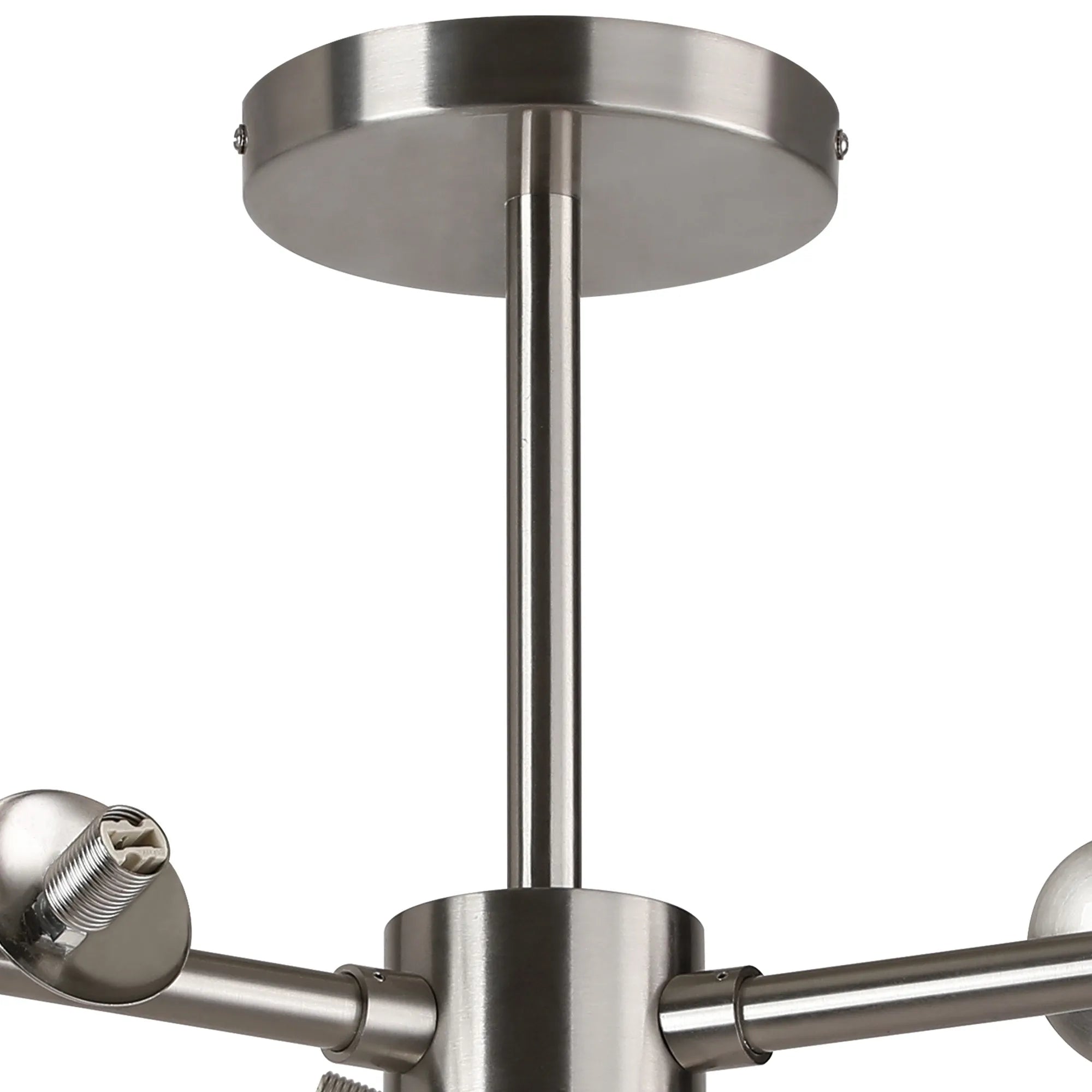 Deacon Semi-Flush 3 Arm Ceiling Light - (Frame Only) 9 Light - Satin Nickel