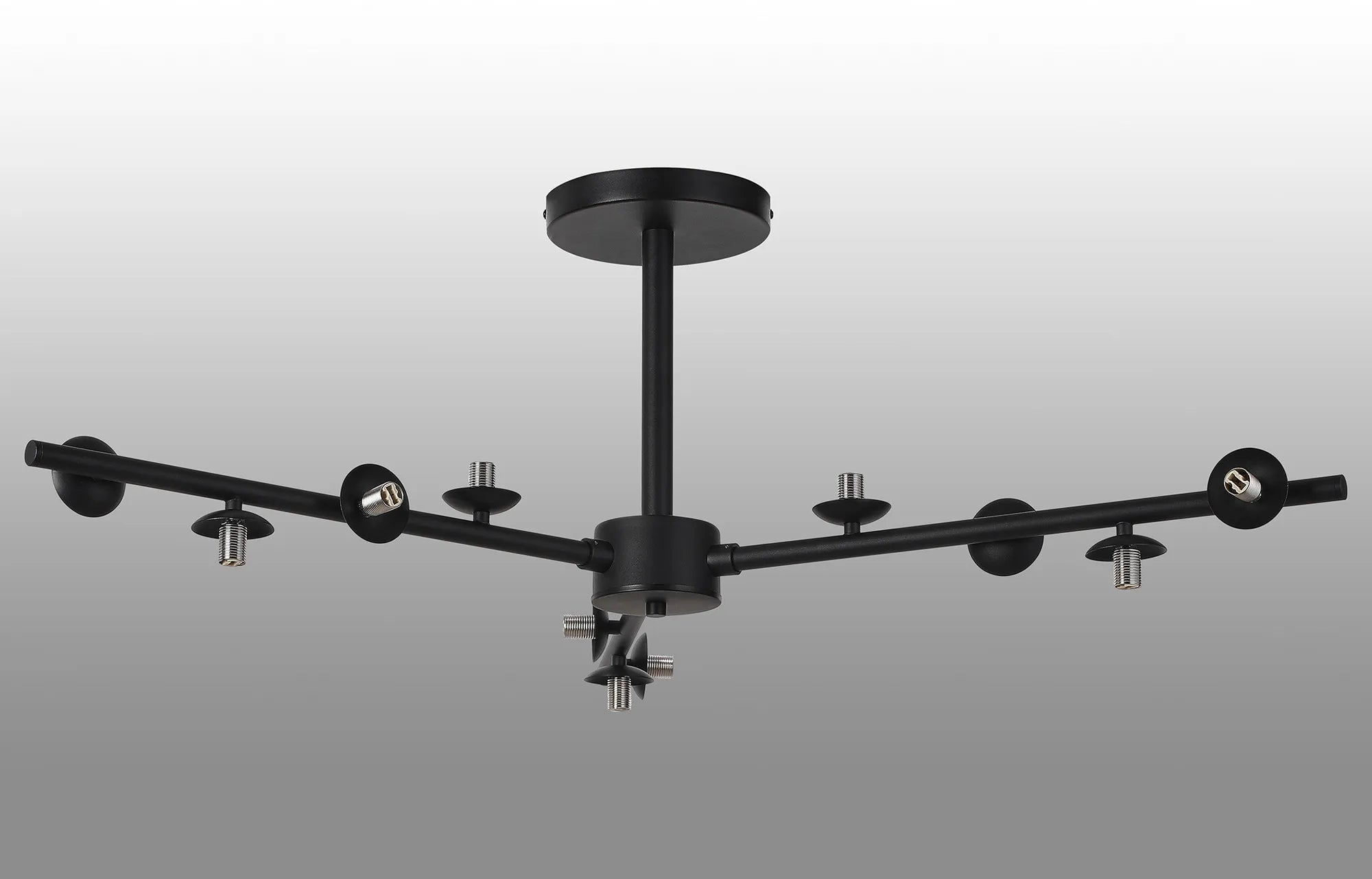 Deacon Semi-Flush 3 Arm Ceiling Light - (Frame Only) 12 Light - Satin Black