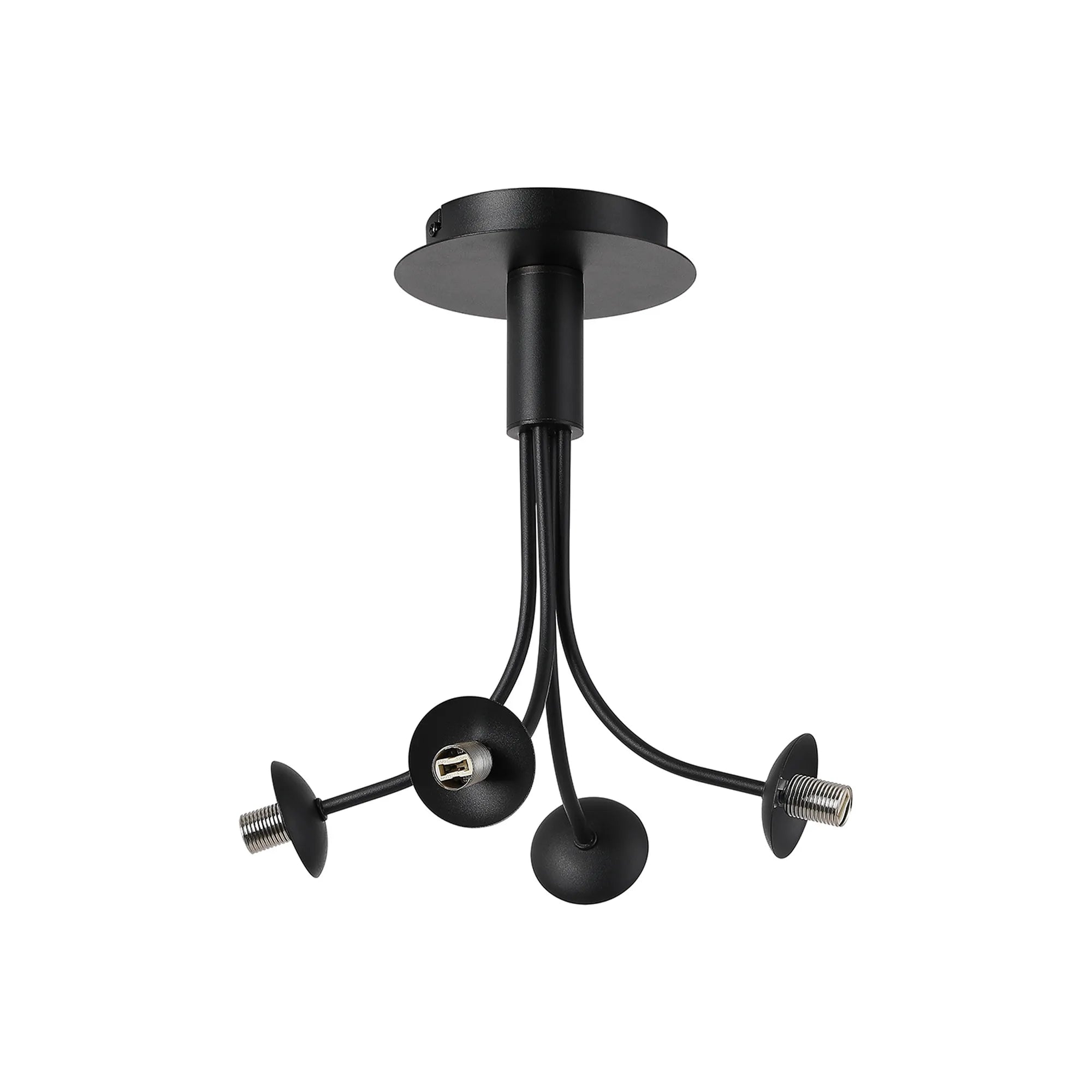 Deacon Semi-Flush Curved Arm Ceiling Light - (Frame Only) 4 Light - Satin Black