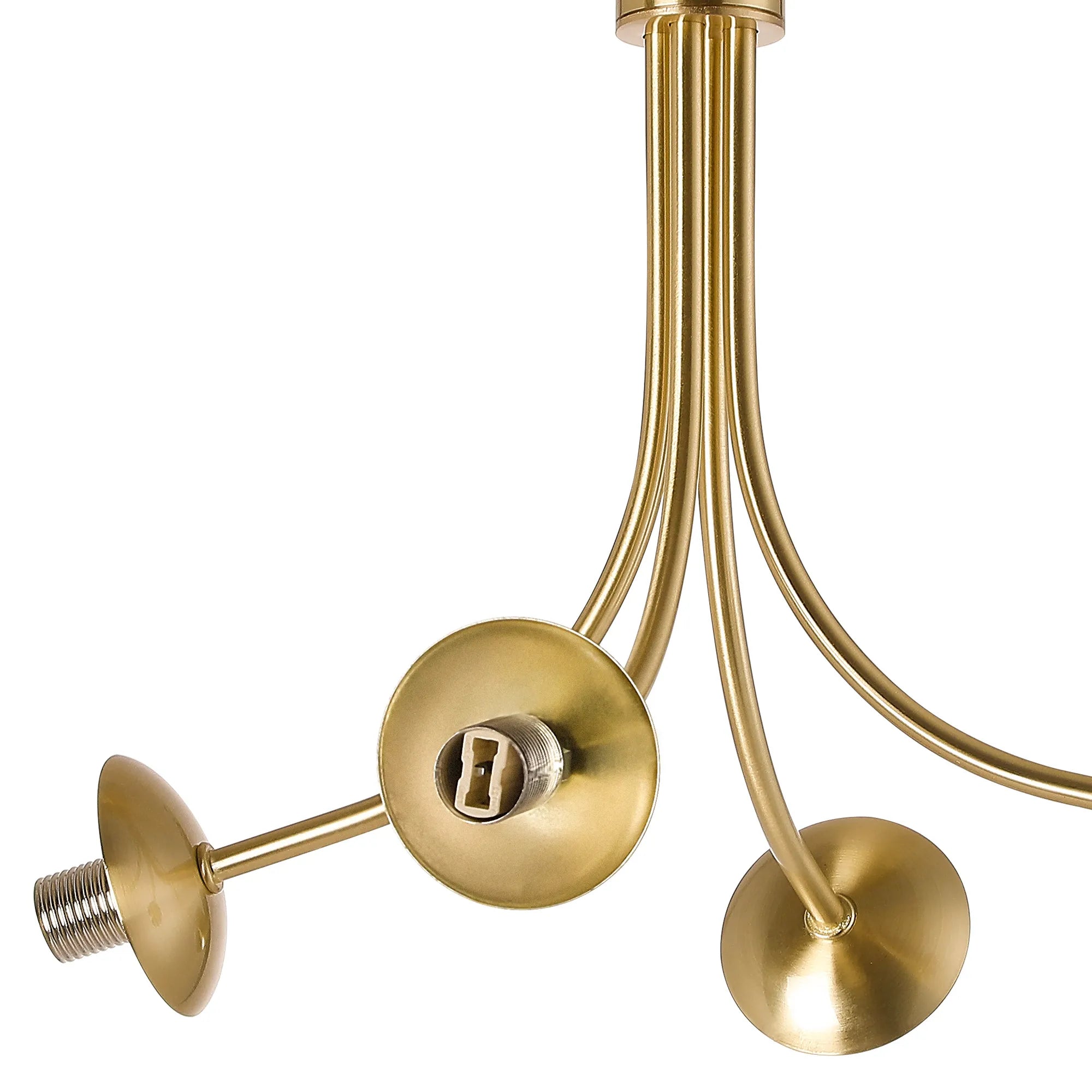 Deacon Semi-Flush Curved Arm Ceiling Light - (Frame Only) 4 Light - Satin Gold