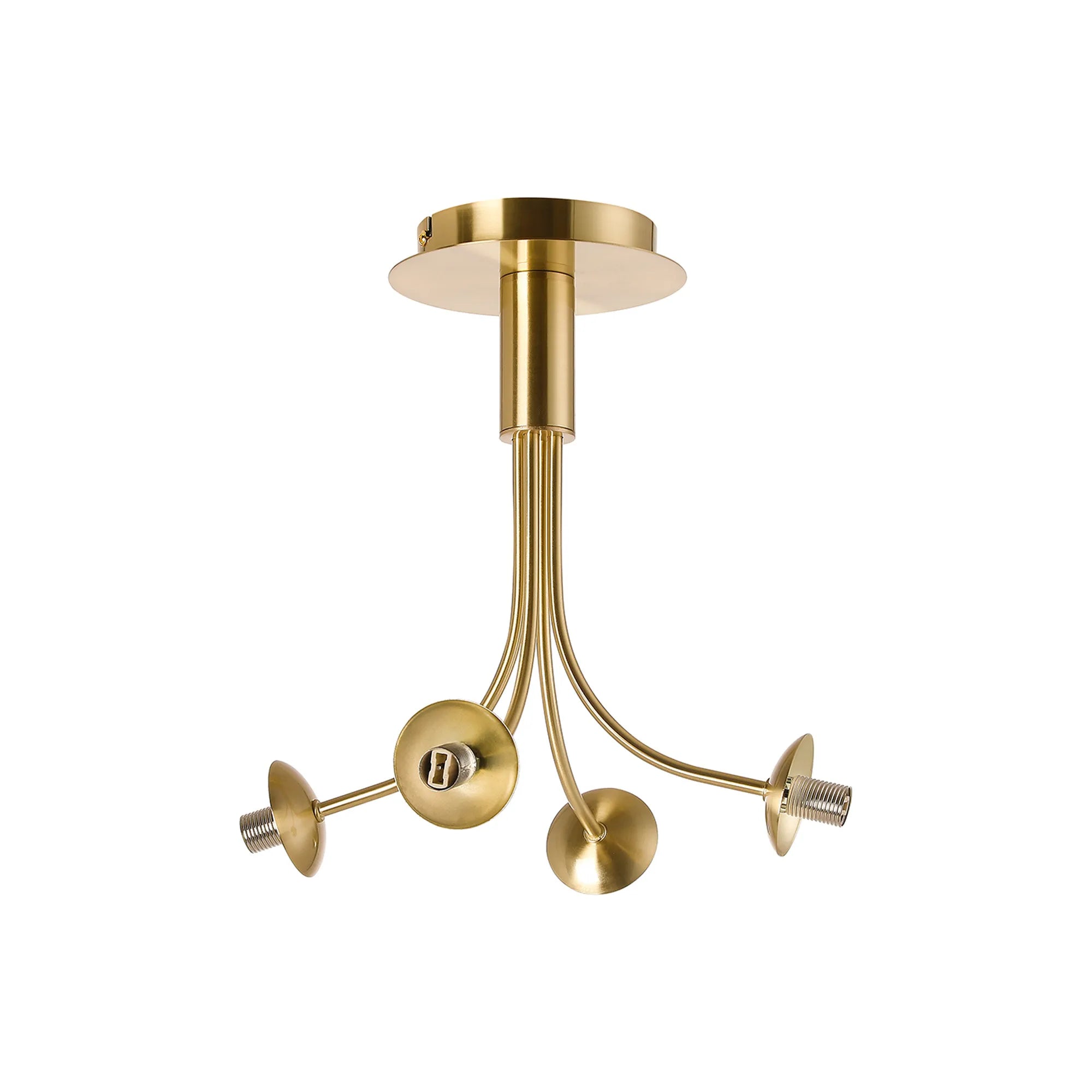 Deacon Semi-Flush Curved Arm Ceiling Light - (Frame Only) 4 Light - Satin Gold