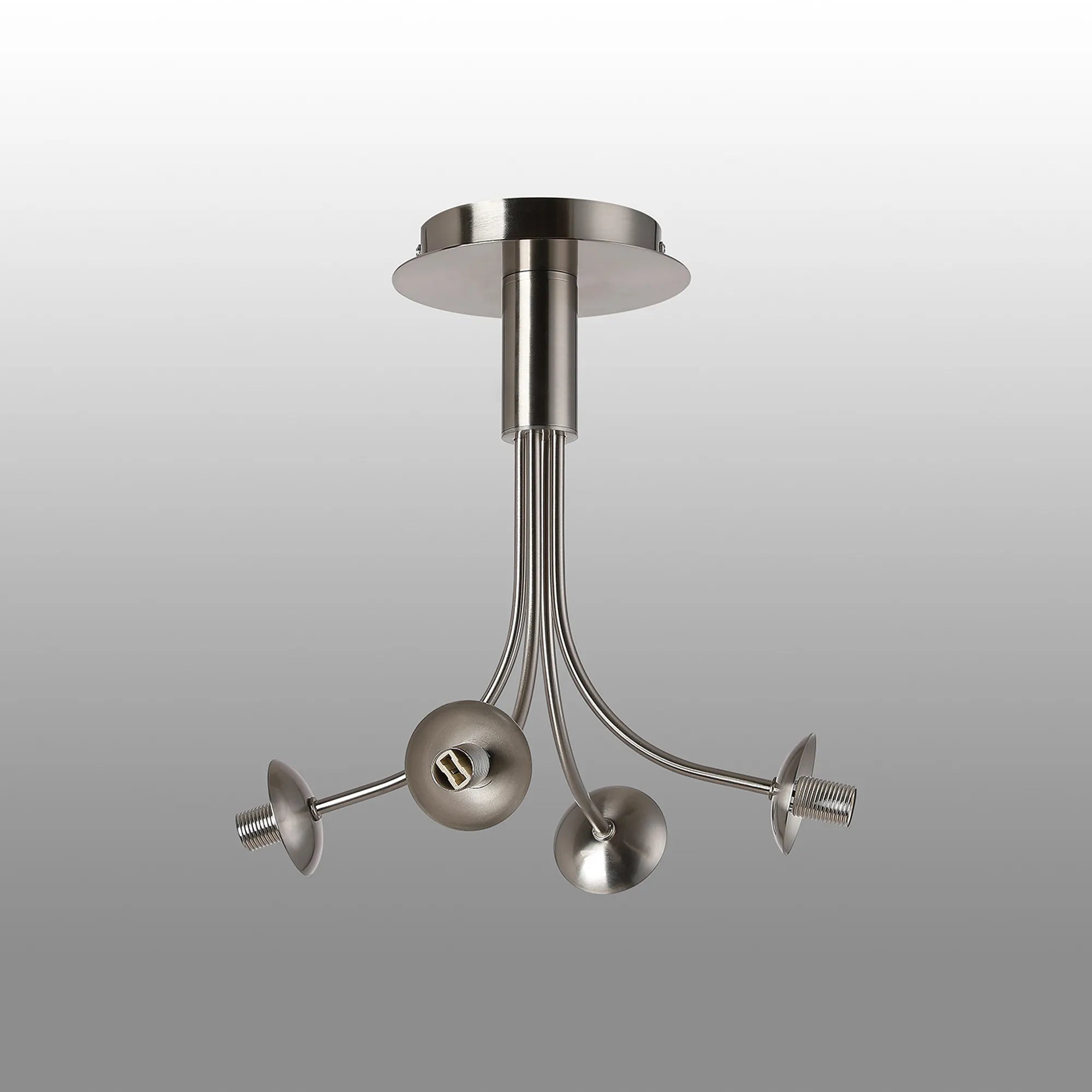 Deacon Semi-Flush Curved Arm Ceiling Light - (Frame Only) 4 Light - Satin Nickel