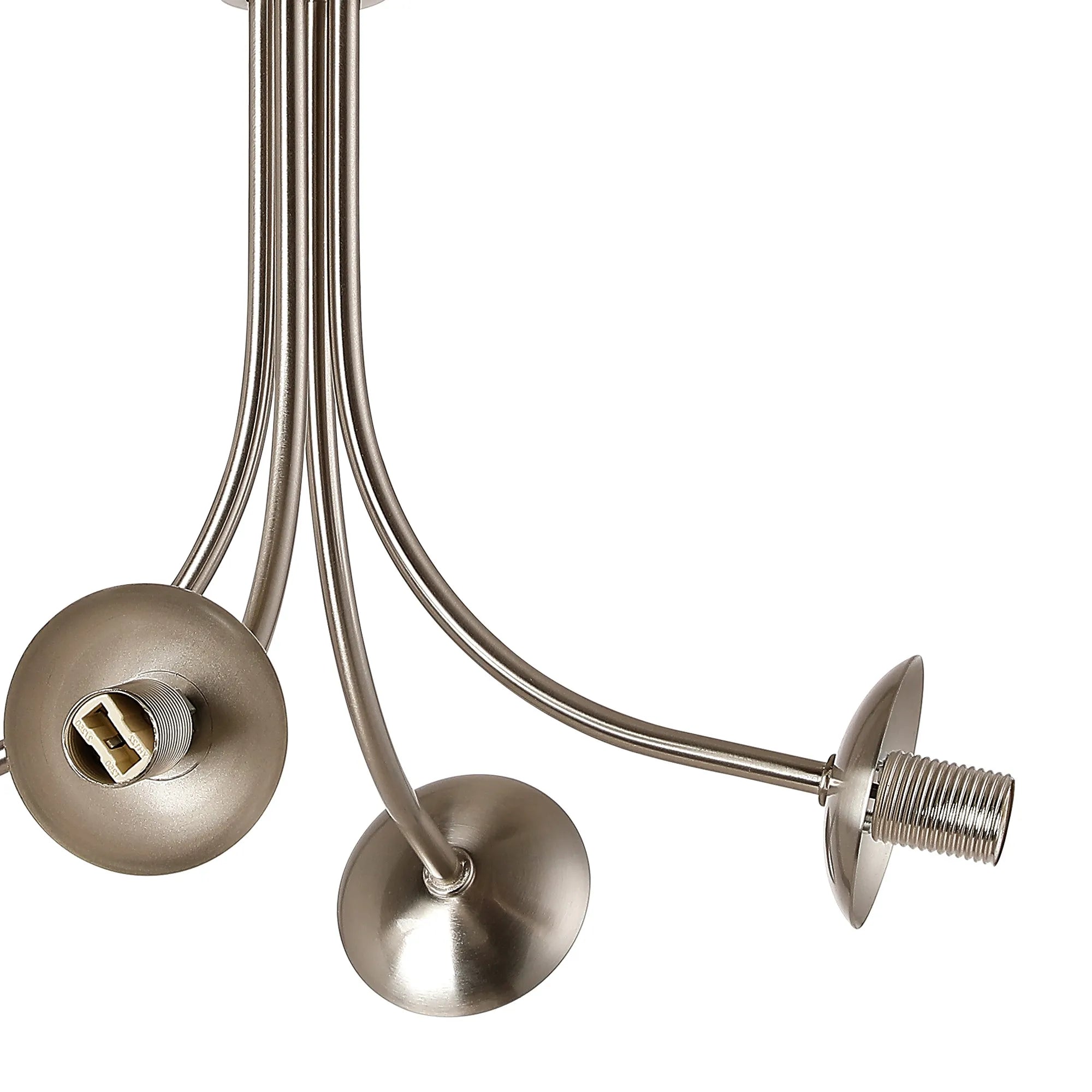 Deacon Semi-Flush Curved Arm Ceiling Light - (Frame Only) 4 Light - Satin Nickel