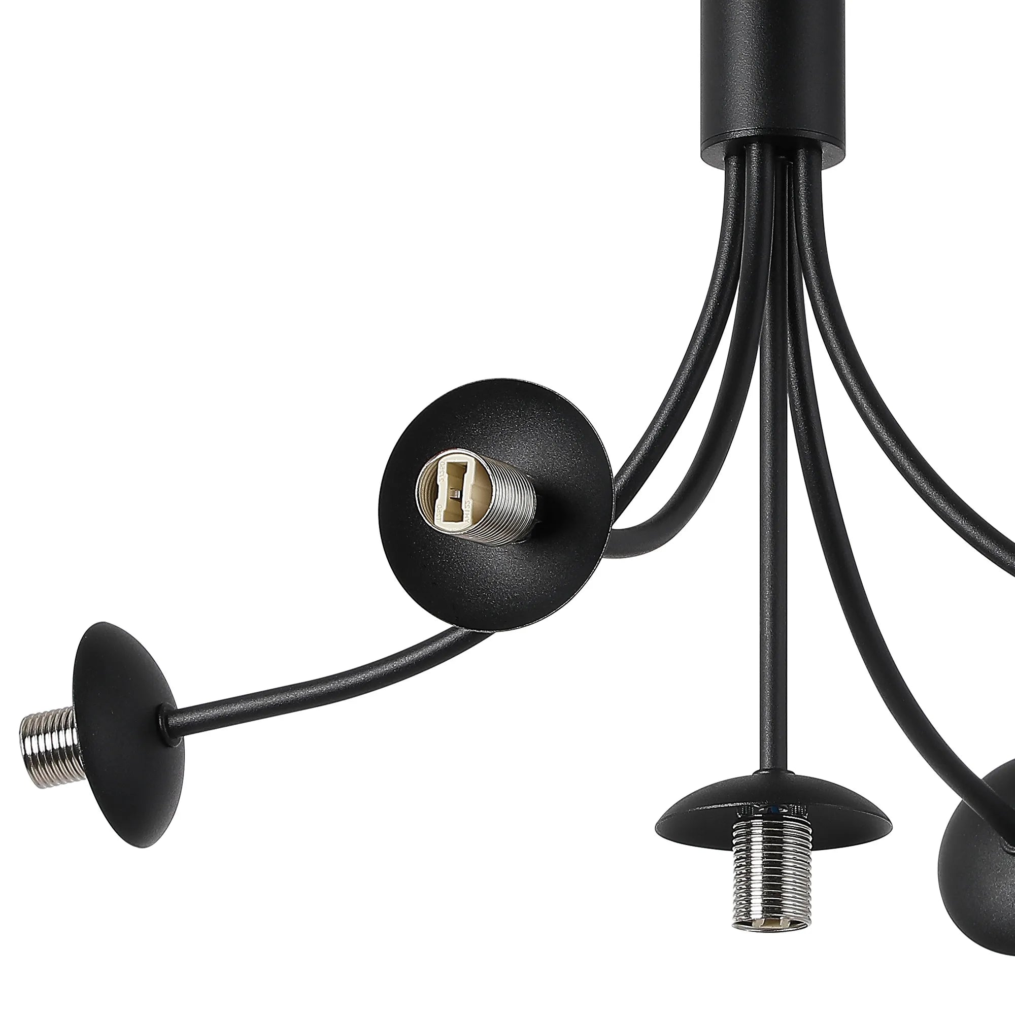 Deacon Semi-Flush Curved Arm Ceiling Light - (Frame Only) 5 Light - Satin Black