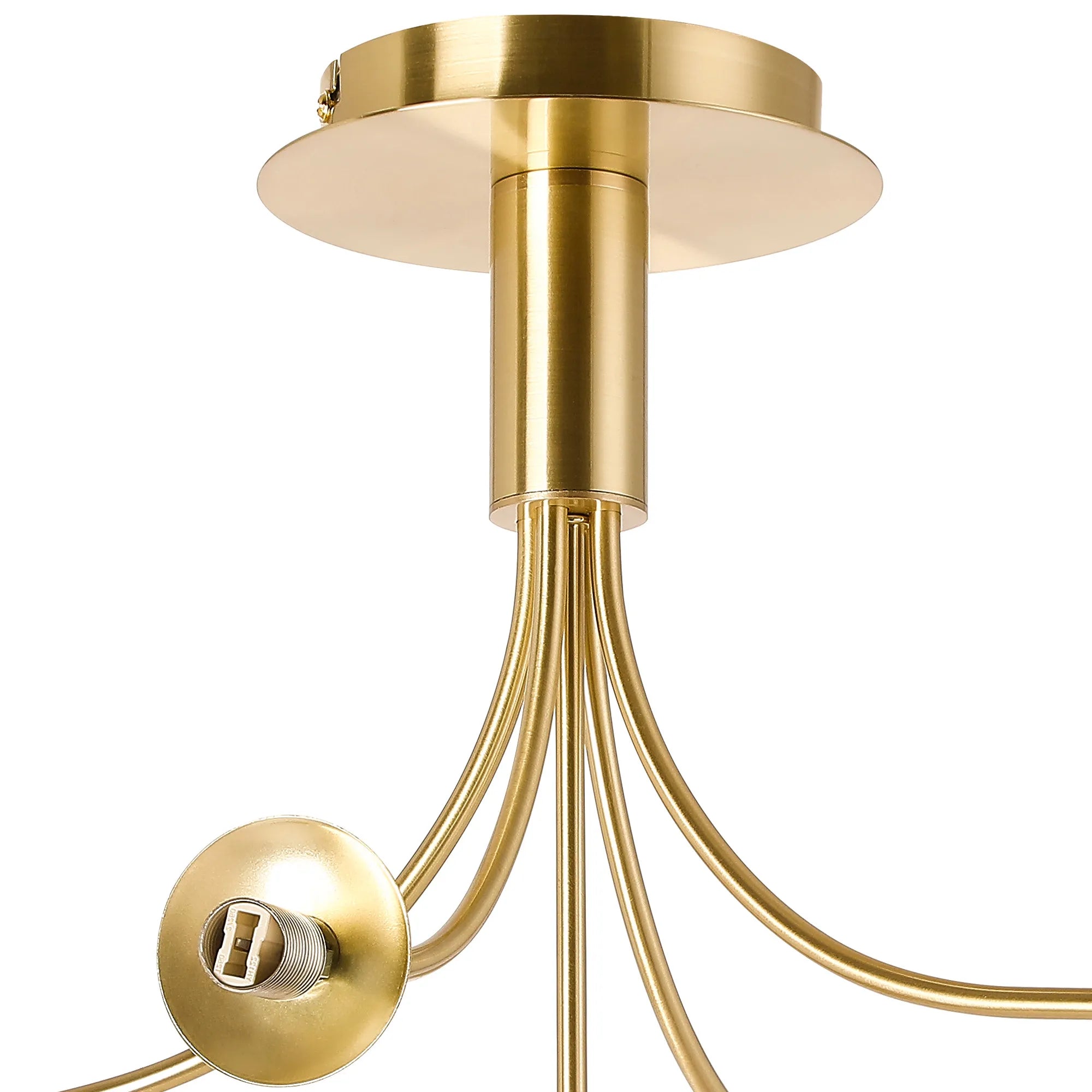 Deacon Semi-Flush Curved Arm Ceiling Light - (Frame Only) 5 Light - Satin Gold