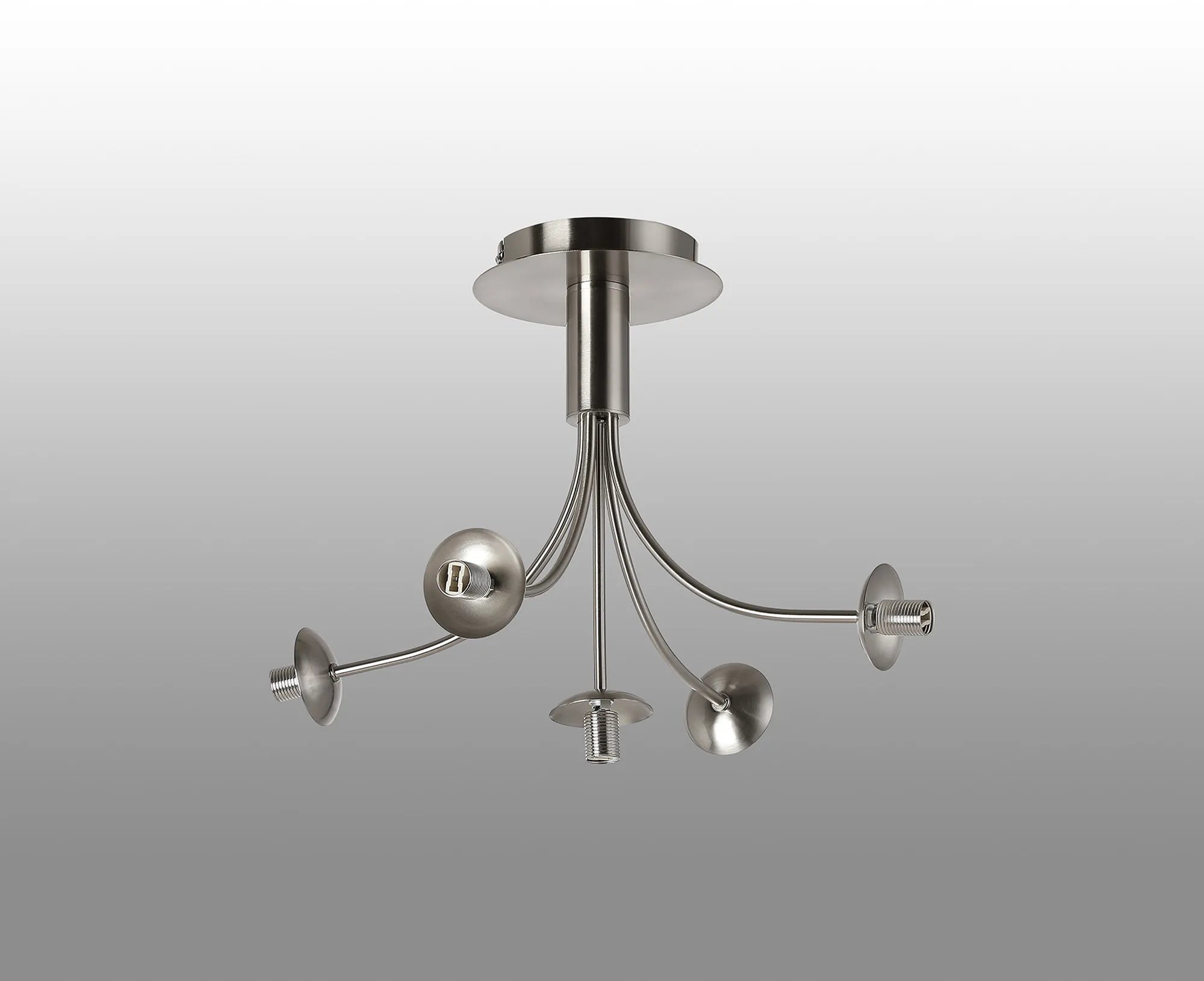 Deacon Semi-Flush Curved Arm Ceiling Light - (Frame Only) 5 Light - Satin Nickel