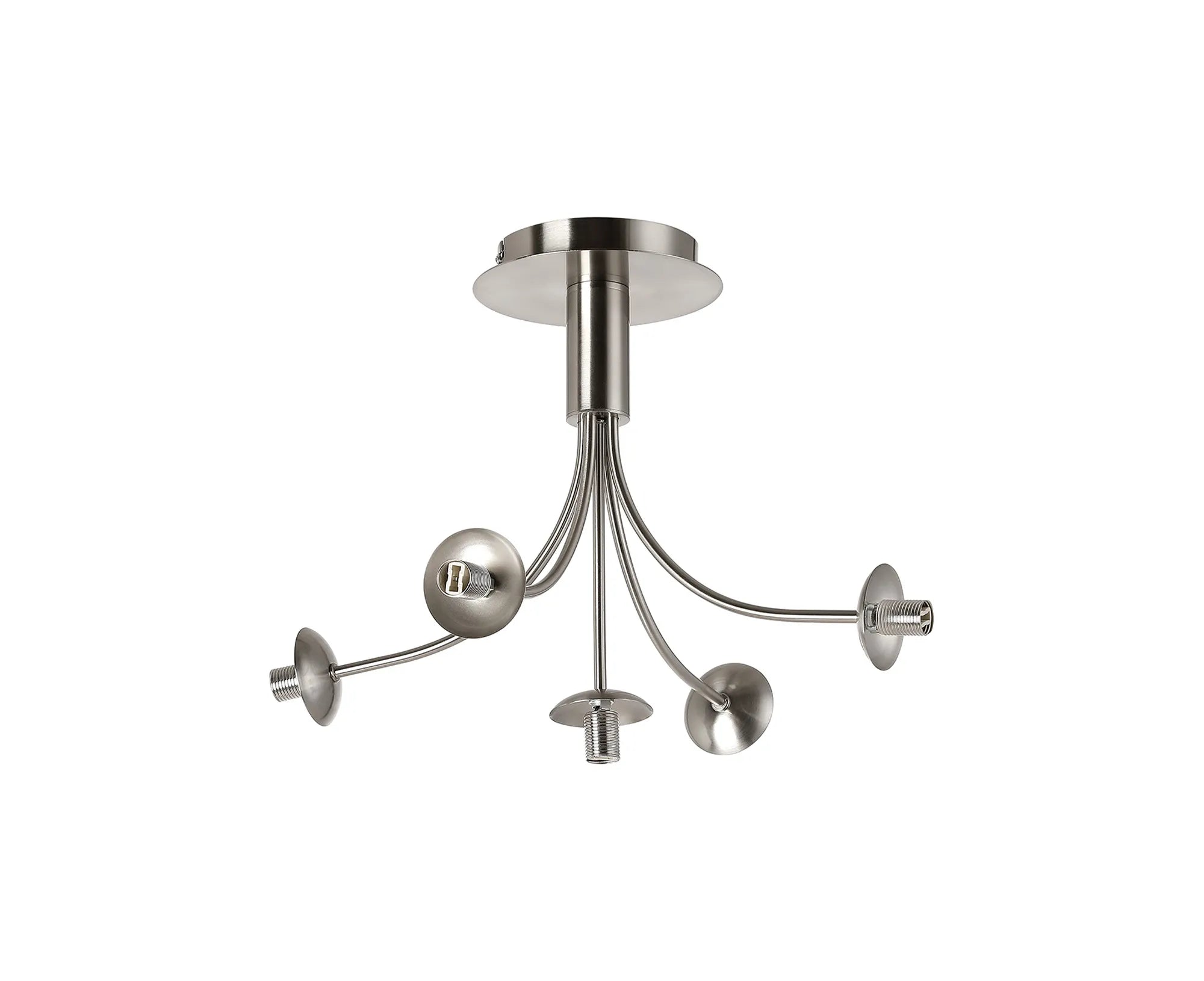 Deacon Semi-Flush Curved Arm Ceiling Light - (Frame Only) 5 Light - Satin Nickel