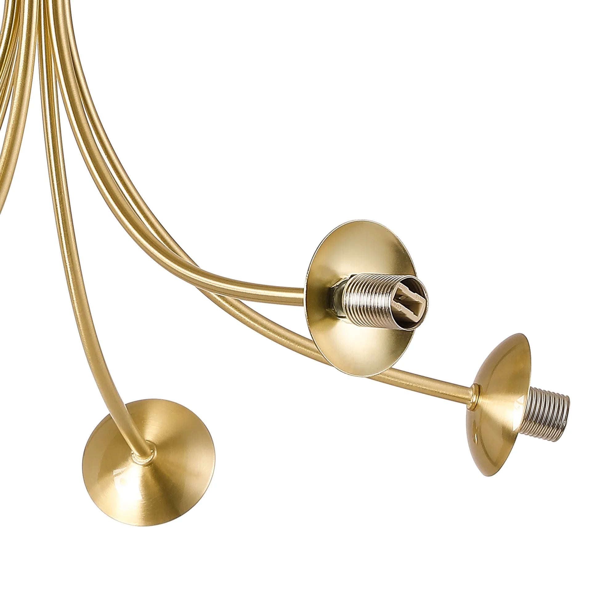 Deacon Semi-Flush Curved Arm Ceiling Light - (Frame Only) 6 Light - Satin Gold