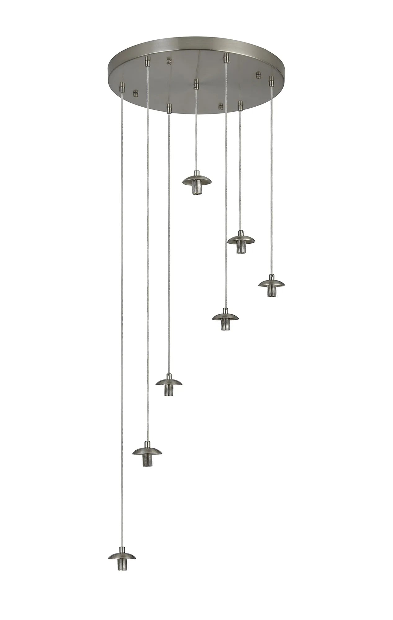 Deacon 40cm Round Pendant (Frame Only) 7 Light - Satin Nickel