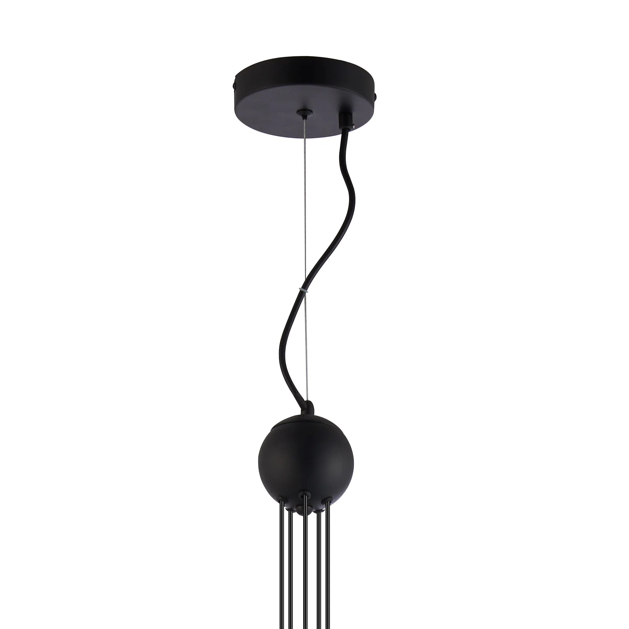 Deacon Pendant 5 Light - Satin Black Iridescent Plated Glass