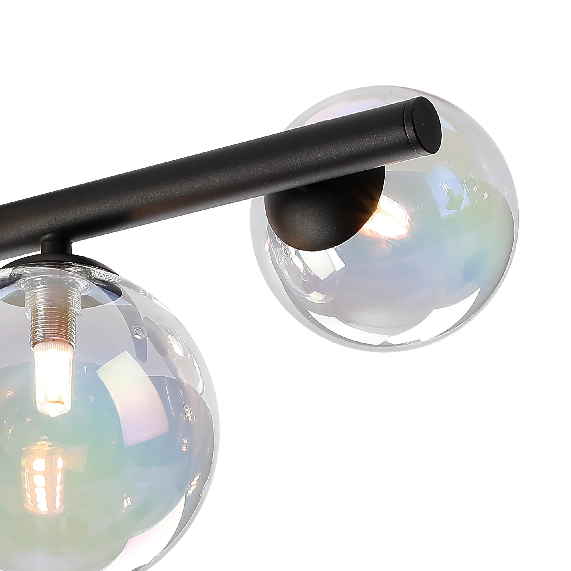 Deacon Semi Flush Ceiling Light - 6 Light - Satin Black Iridescent Plated Glass