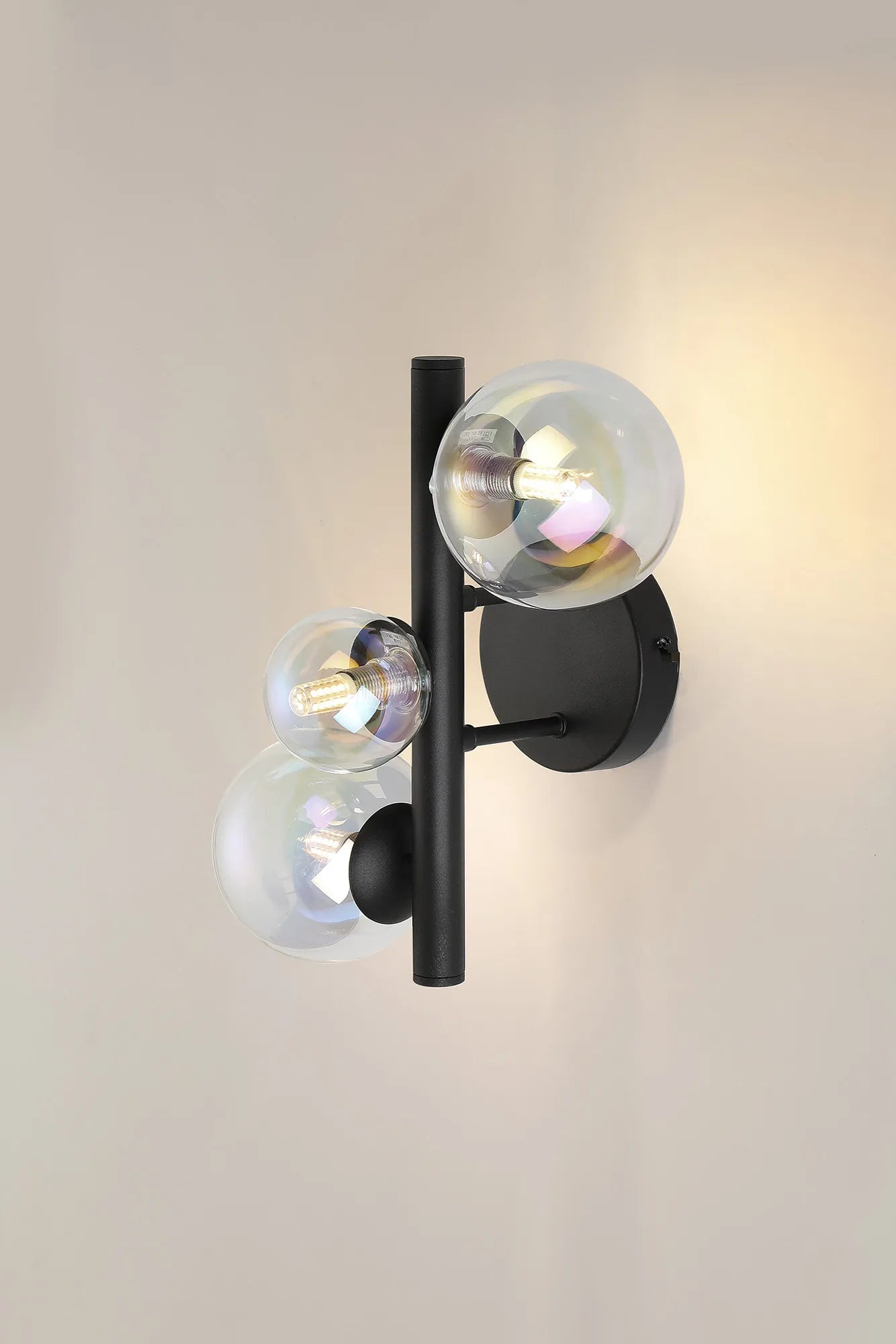 Deacon Wall Lamp 3 Light - Satin Black Iridescent Plated Glass