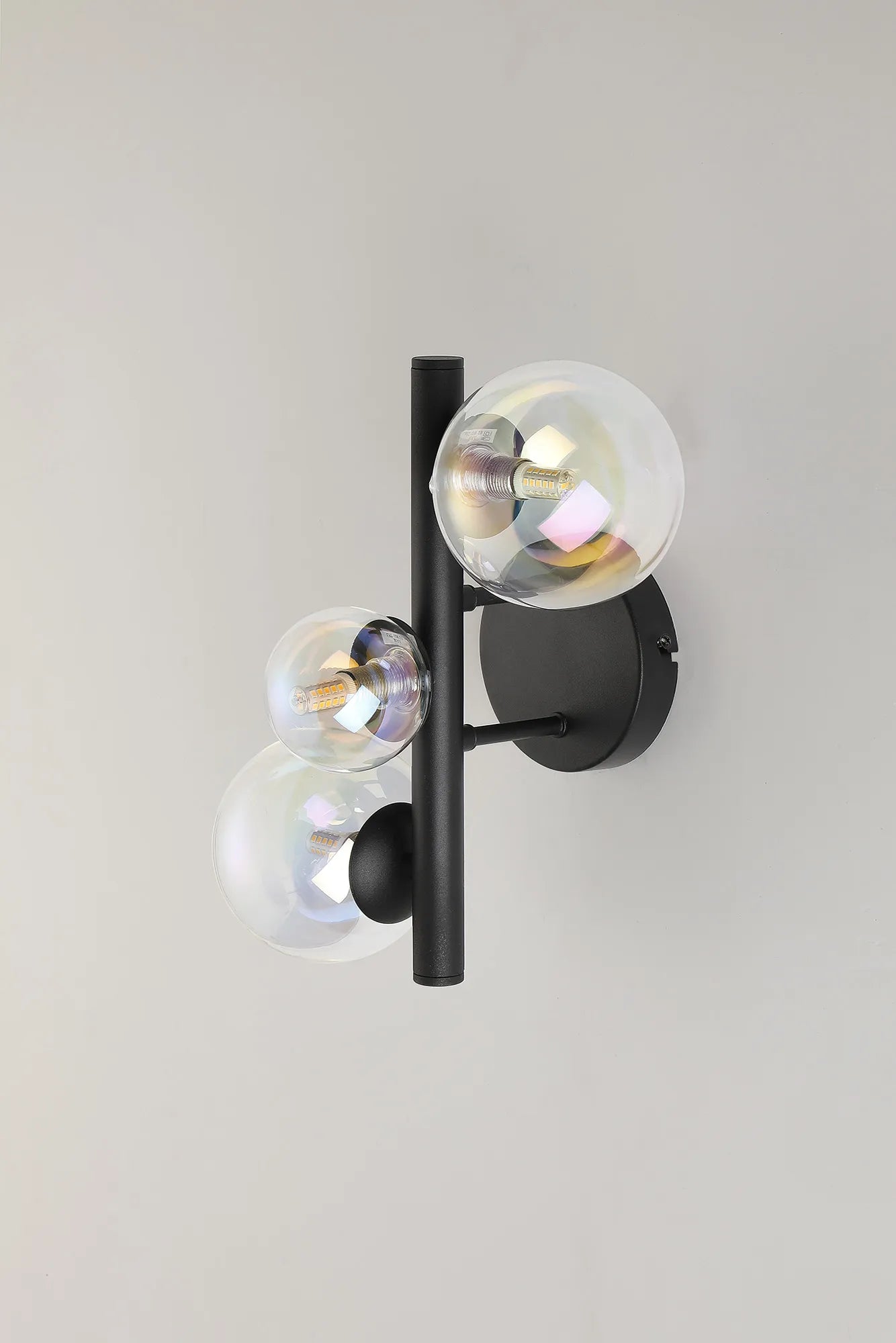 Deacon Wall Lamp 3 Light - Satin Black Iridescent Plated Glass