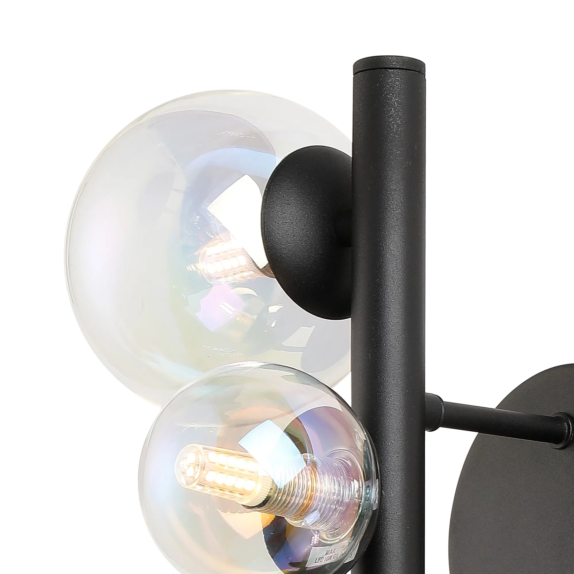 Deacon Wall Lamp 3 Light - Satin Black Iridescent Plated Glass