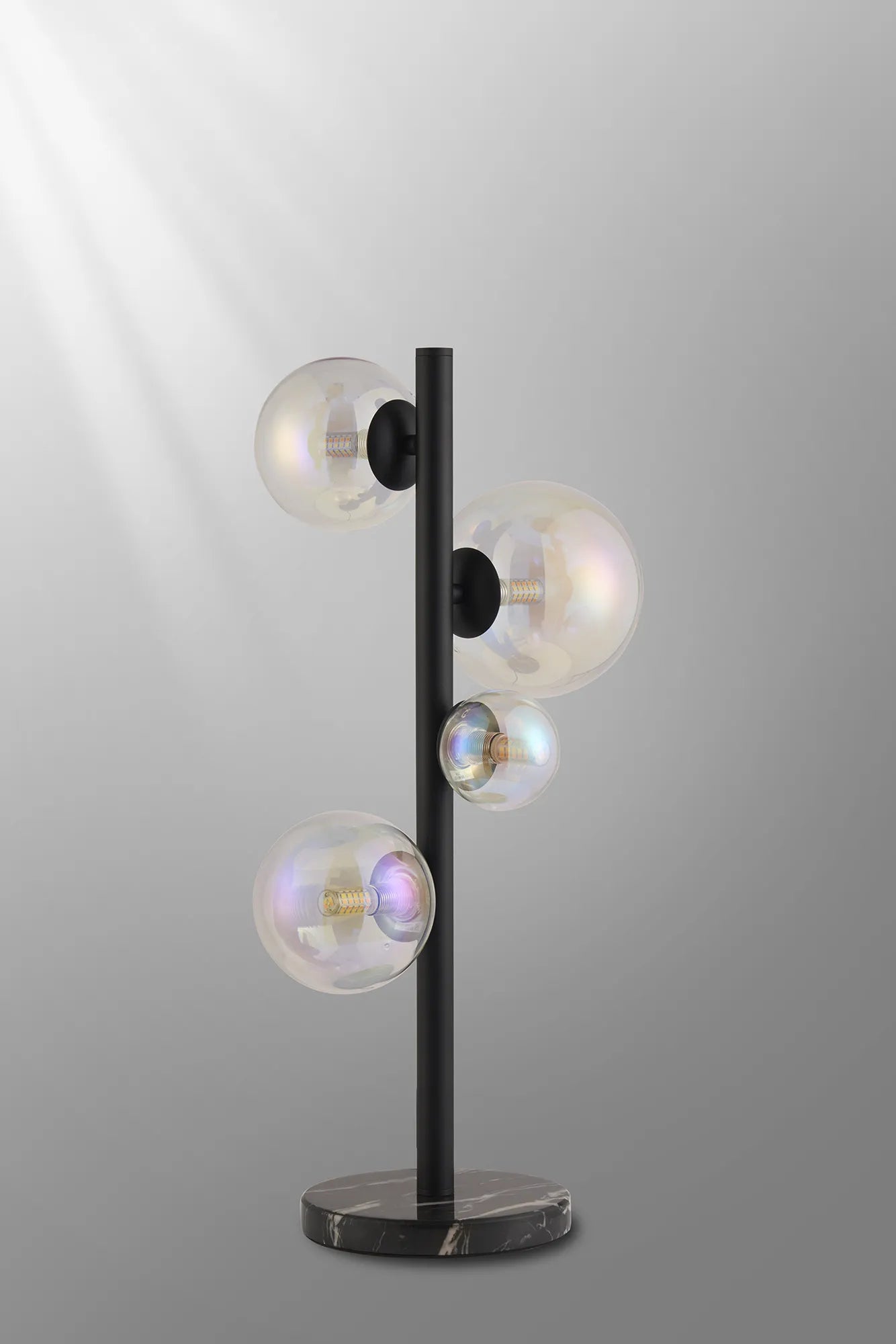 Deacon Table Lamp 4 Light - Satin Black Iridescent Plated Glass