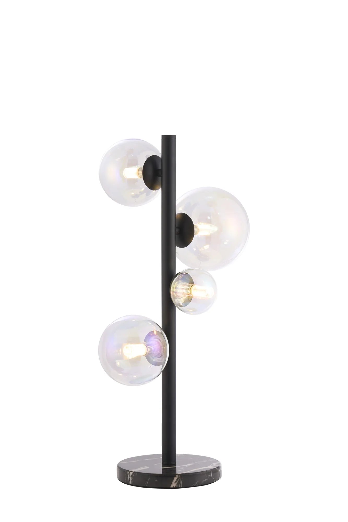 Deacon Table Lamp 4 Light - Satin Black Iridescent Plated Glass