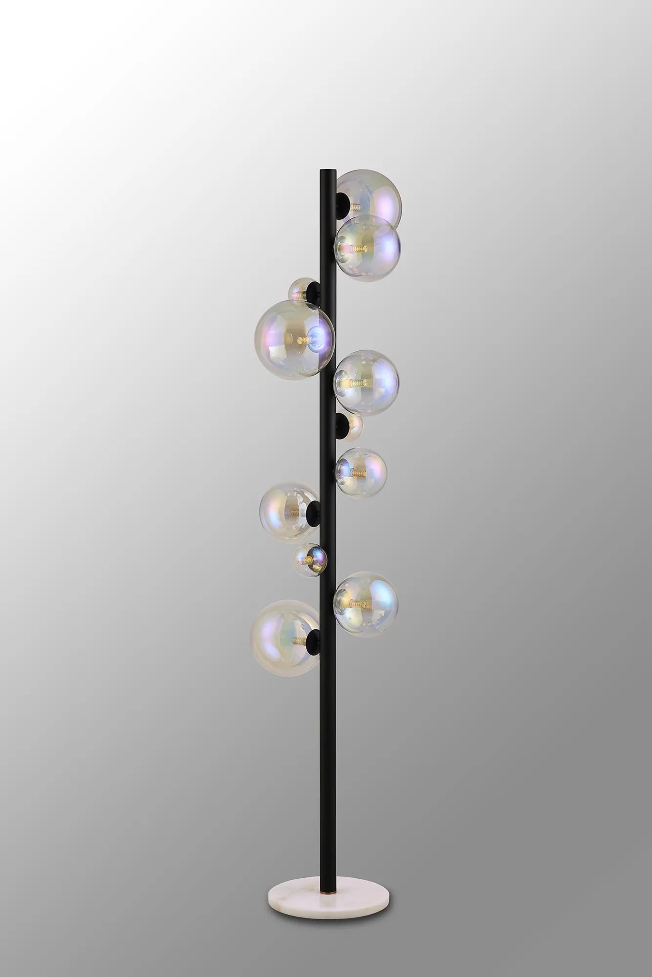 Deacon Floor Lamp 1 Single Light - Satin Black Iridescent Plated Glass