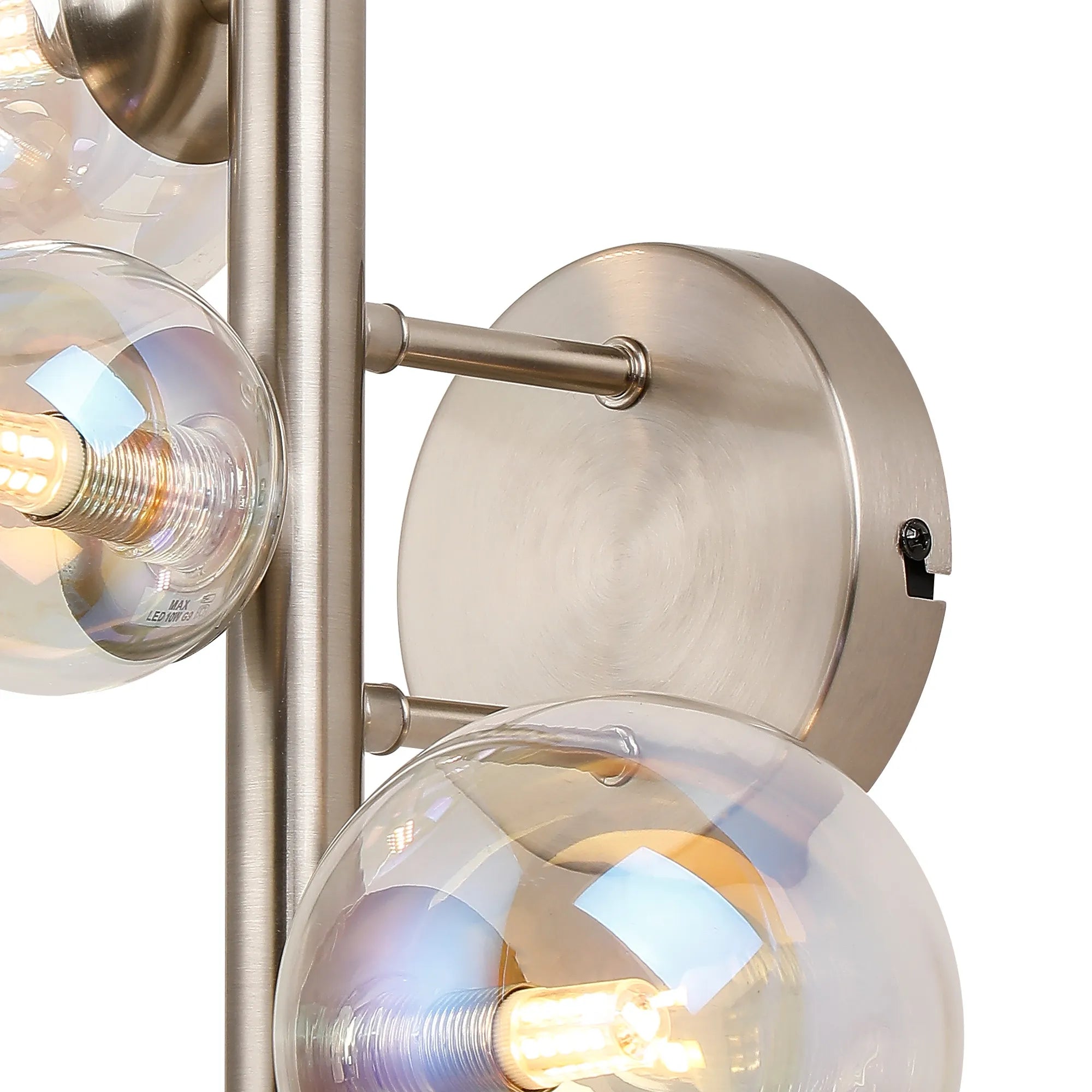 Deacon Wall Lamp 3 Light - Satin Nickel Iridescent Plated Glass