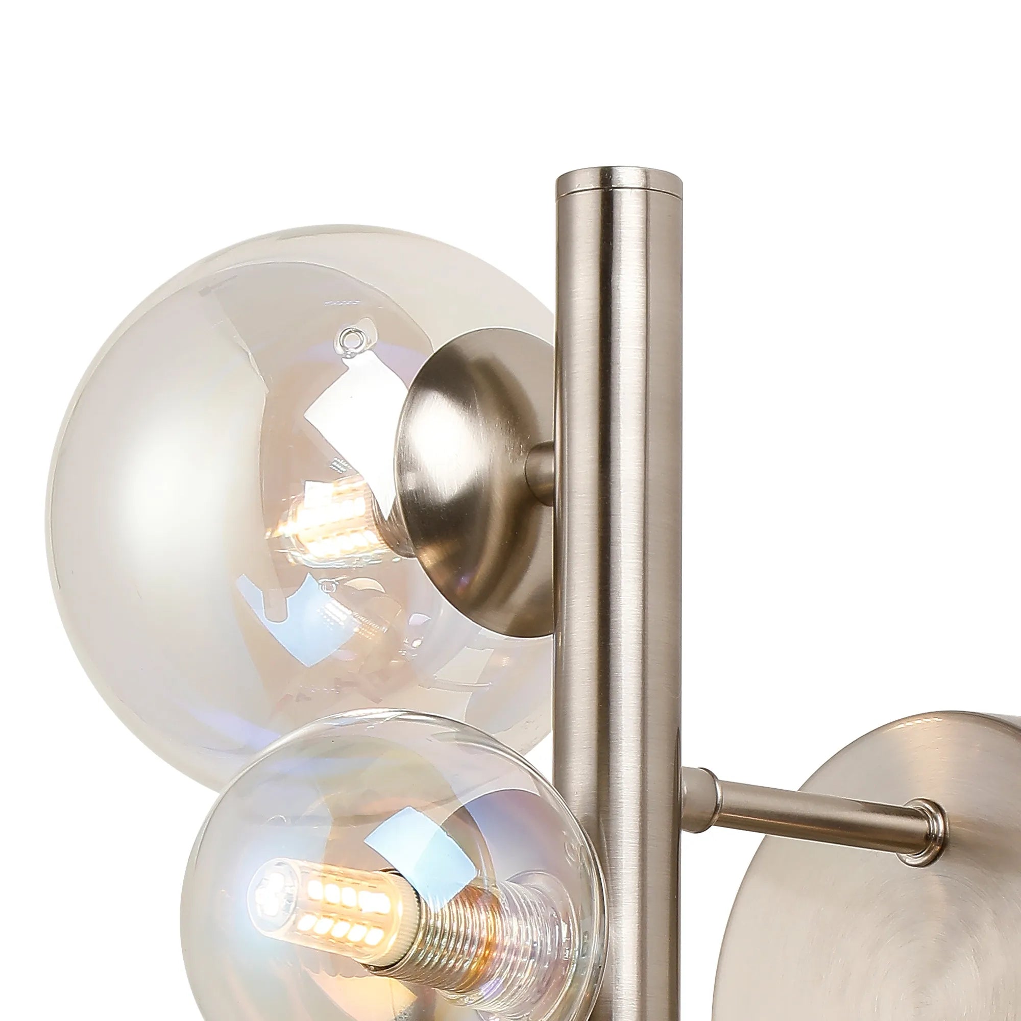 Deacon Wall Lamp 3 Light - Satin Nickel Iridescent Plated Glass