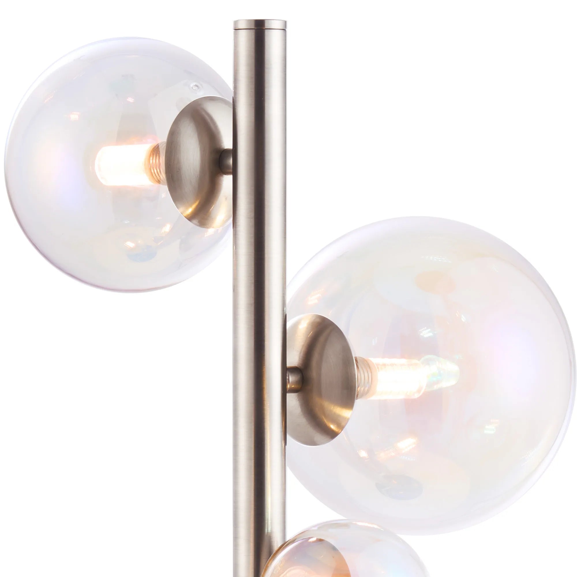 Deacon Table Lamp 4 Light - Satin Nickel Iridescent Plated Glass