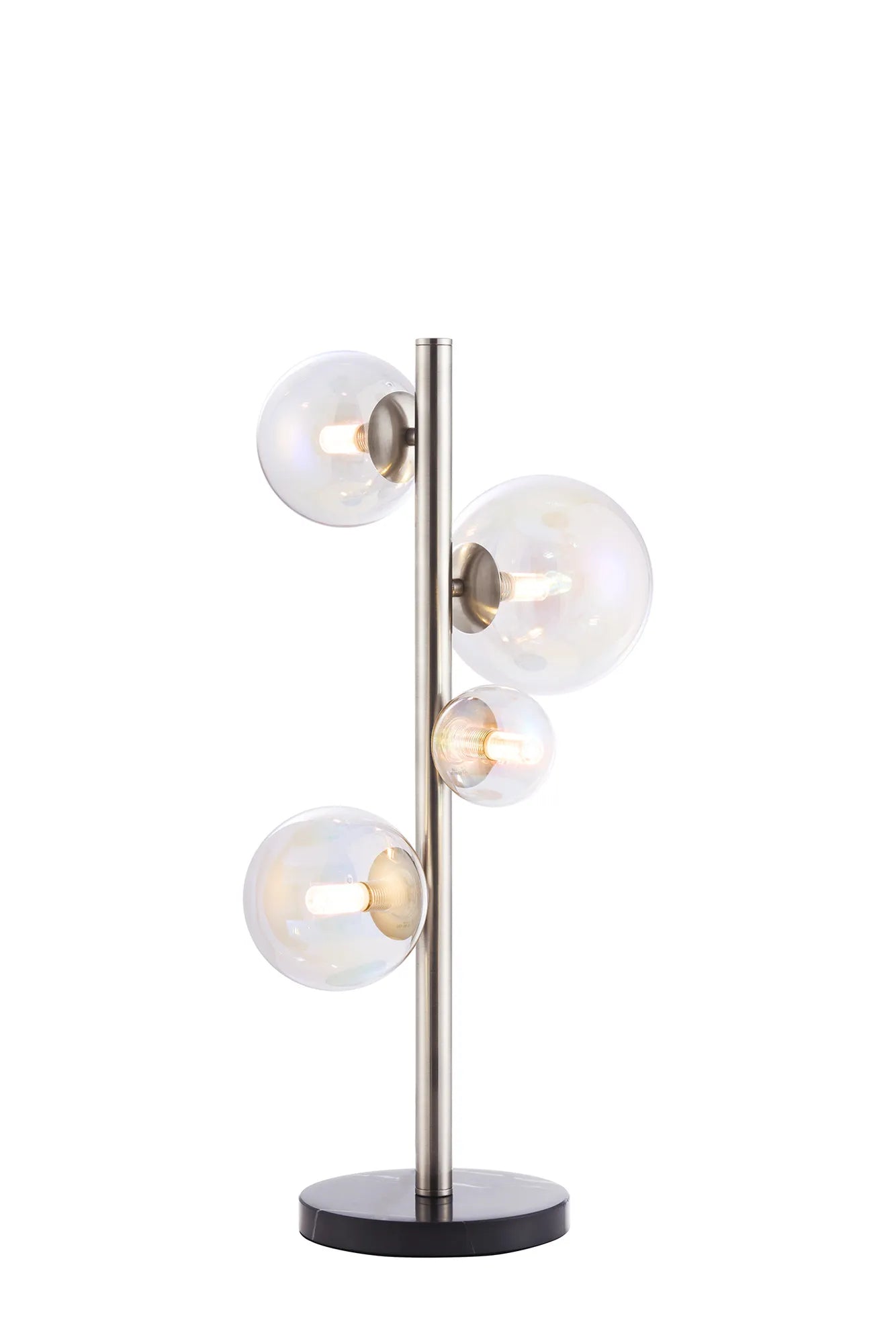 Deacon Table Lamp 4 Light - Satin Nickel Iridescent Plated Glass