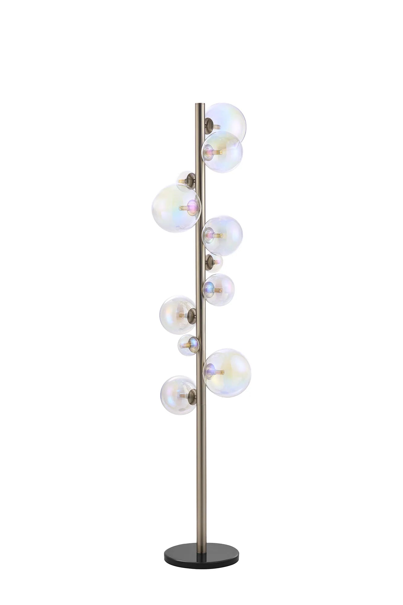 Deacon Floor Lamp 1 Single Light - Satin Nickel Iridescent Plated Glass