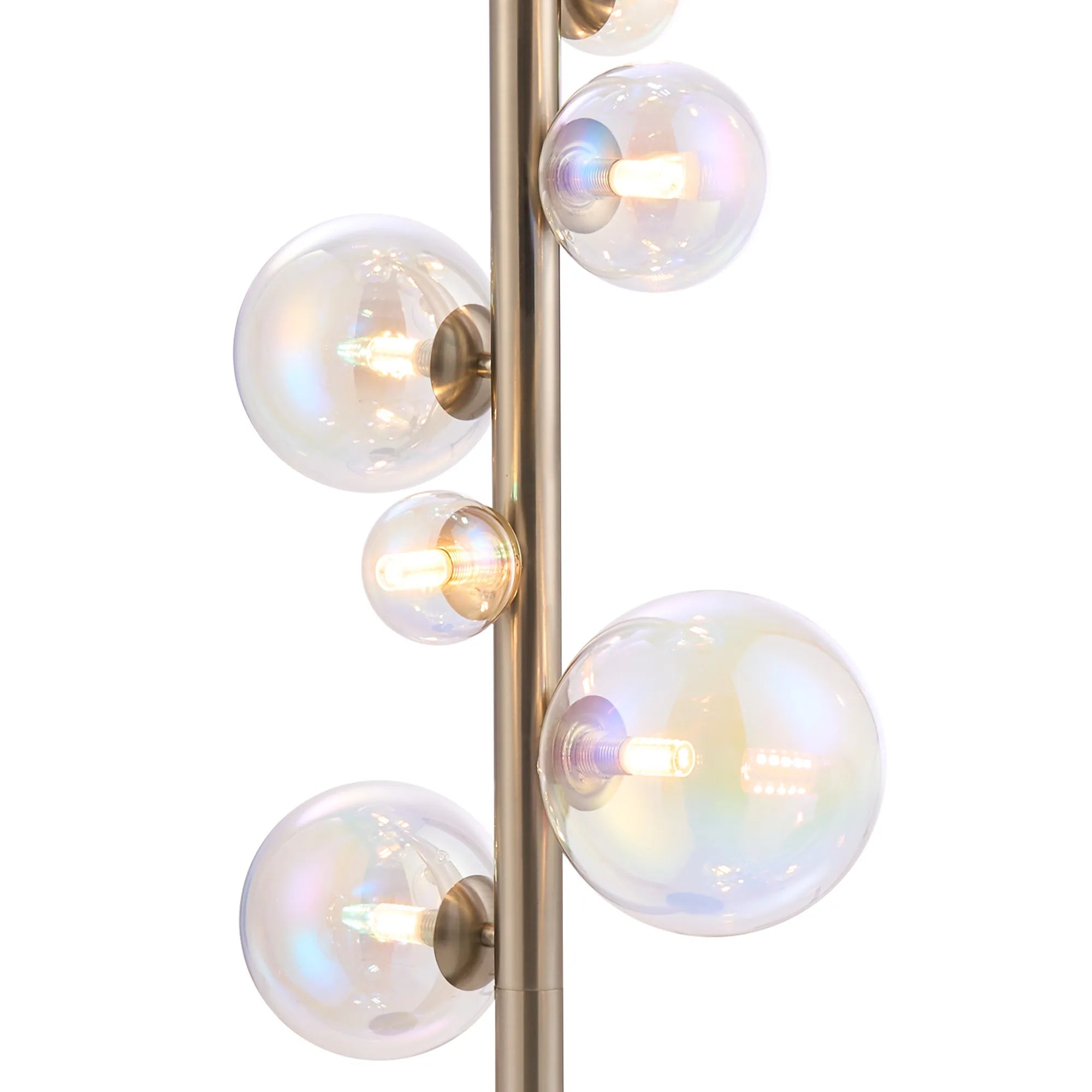 Deacon Floor Lamp 1 Single Light - Satin Nickel Iridescent Plated Glass