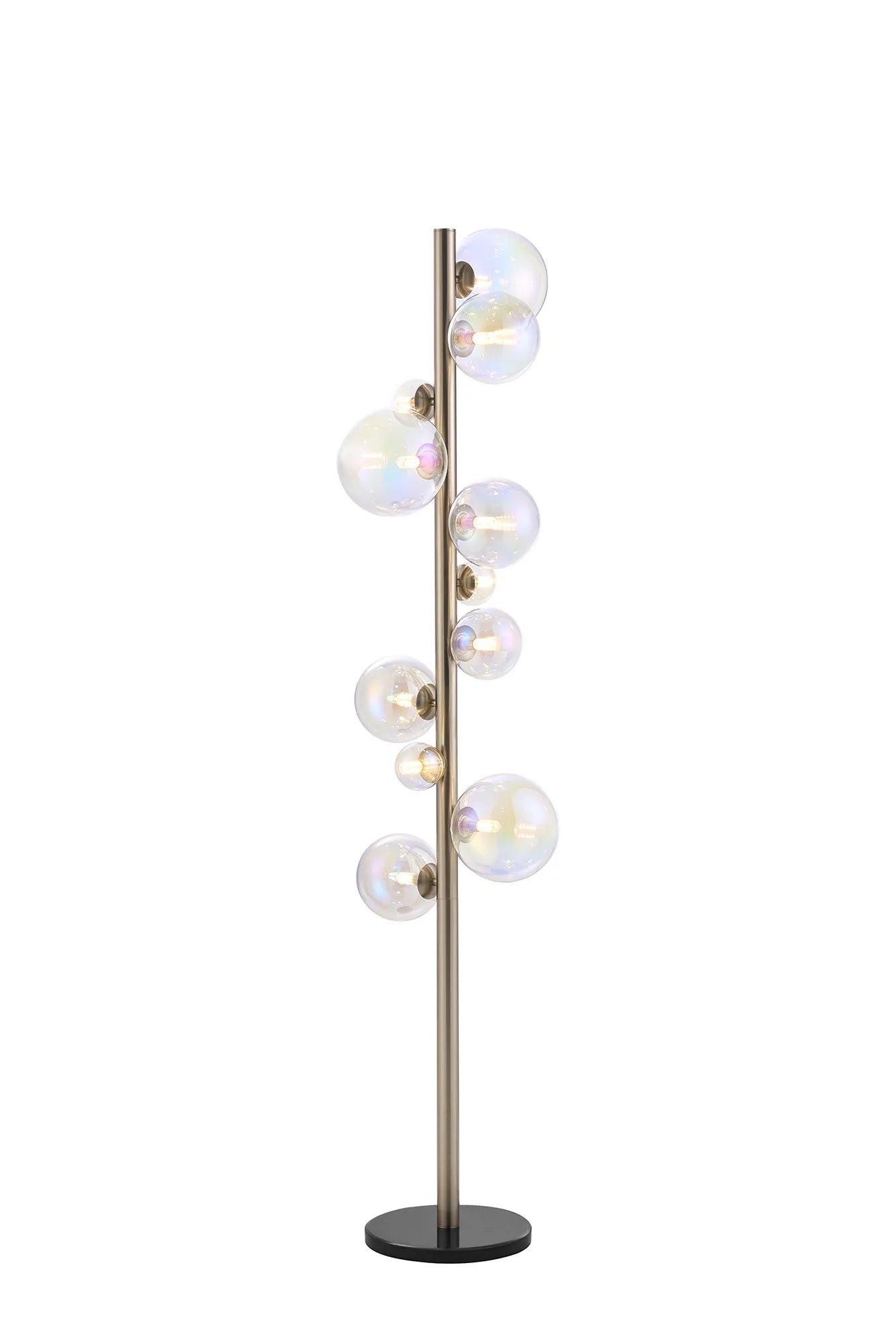 Deacon Floor Lamp 1 Single Light - Satin Nickel Iridescent Plated Glass