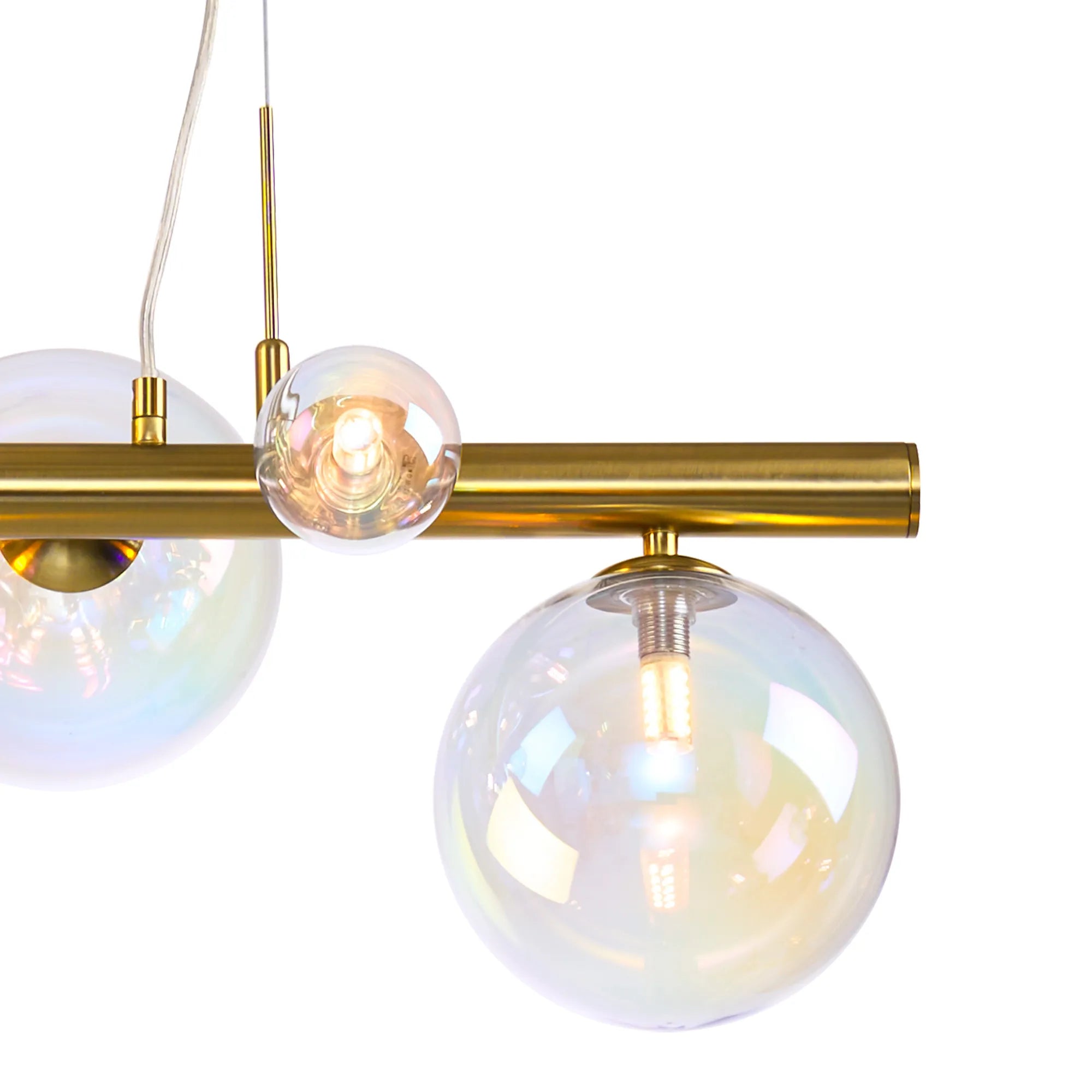 Deacon Linear Pendant 9 Light - Satin Gold Iridescent Plated Glass