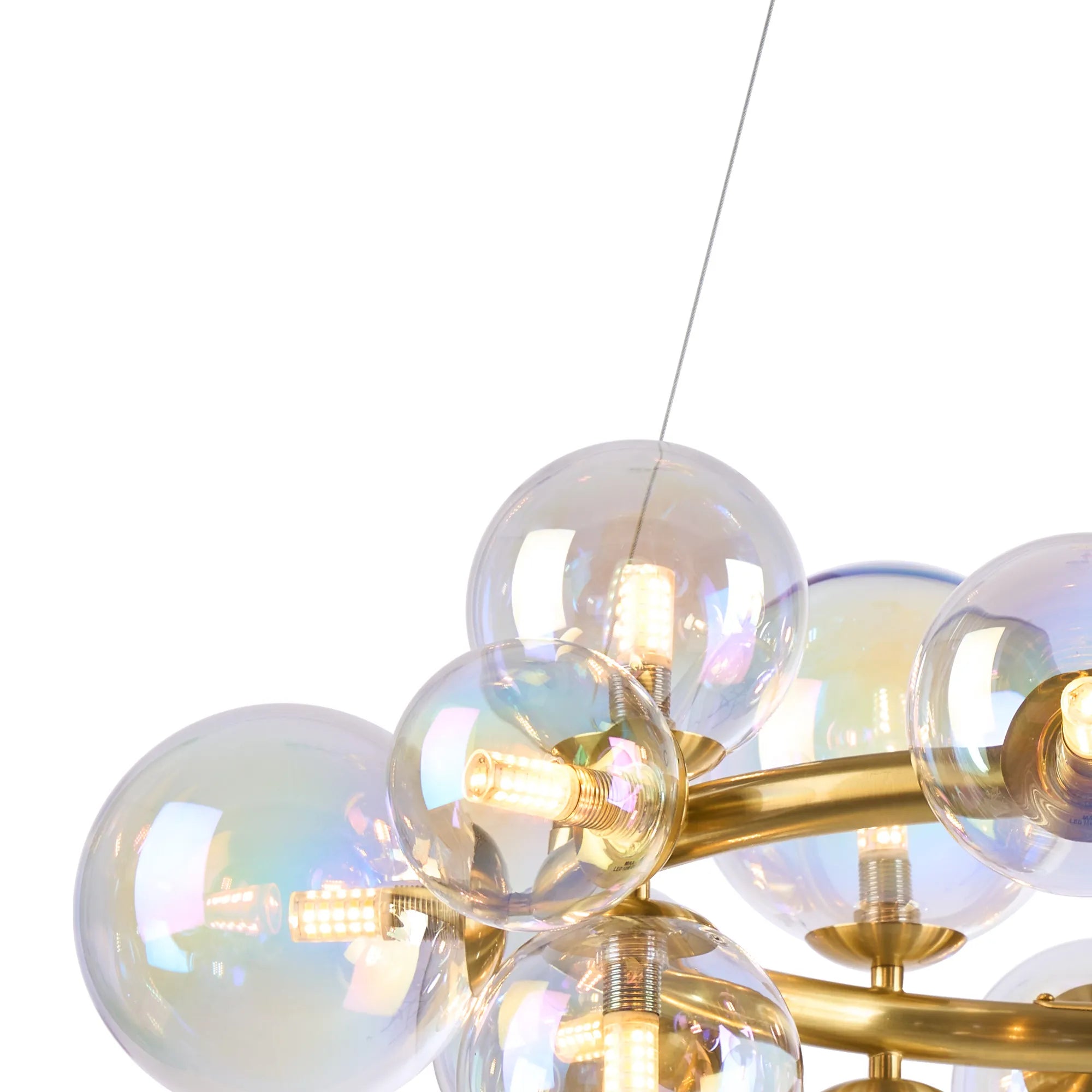 Deacon Circular Pendant 16 Light - Satin Gold Iridescent Plated Glass